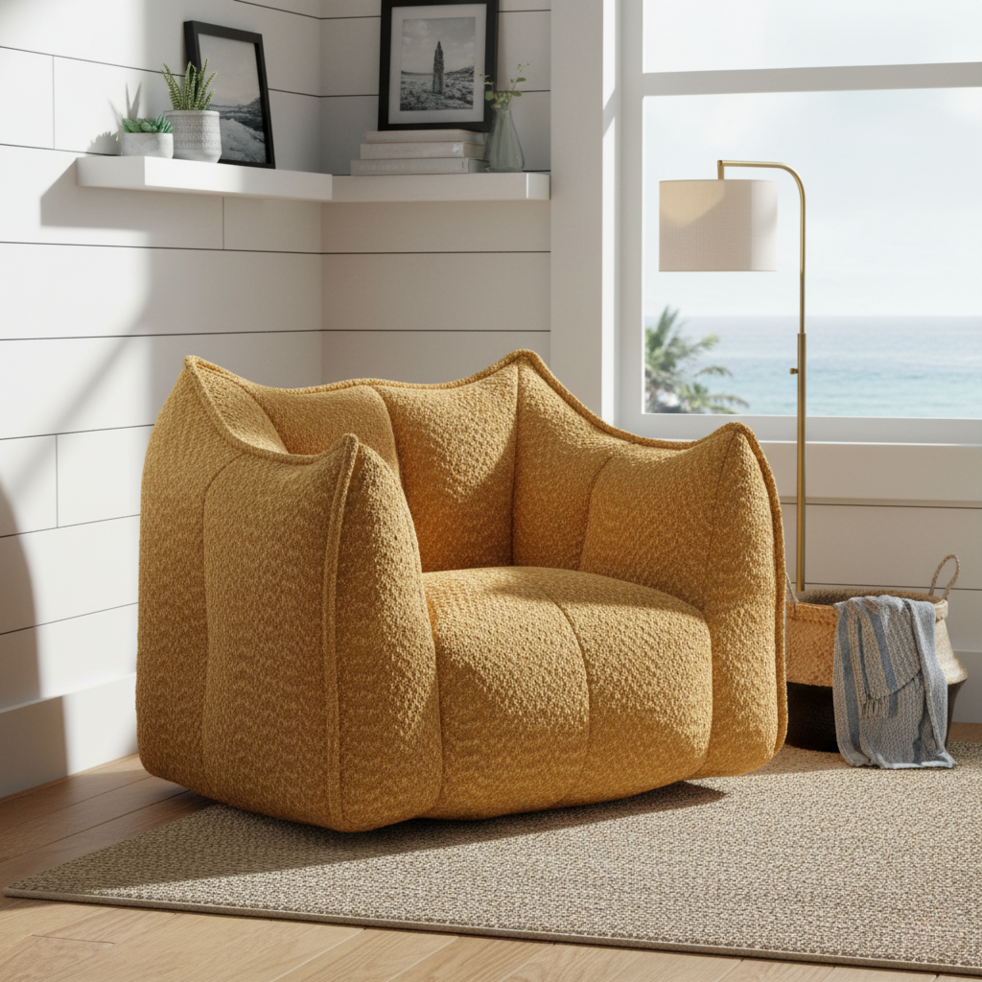 Tahoe Oversized Chenille Sofa Chair Bean Bag Chair