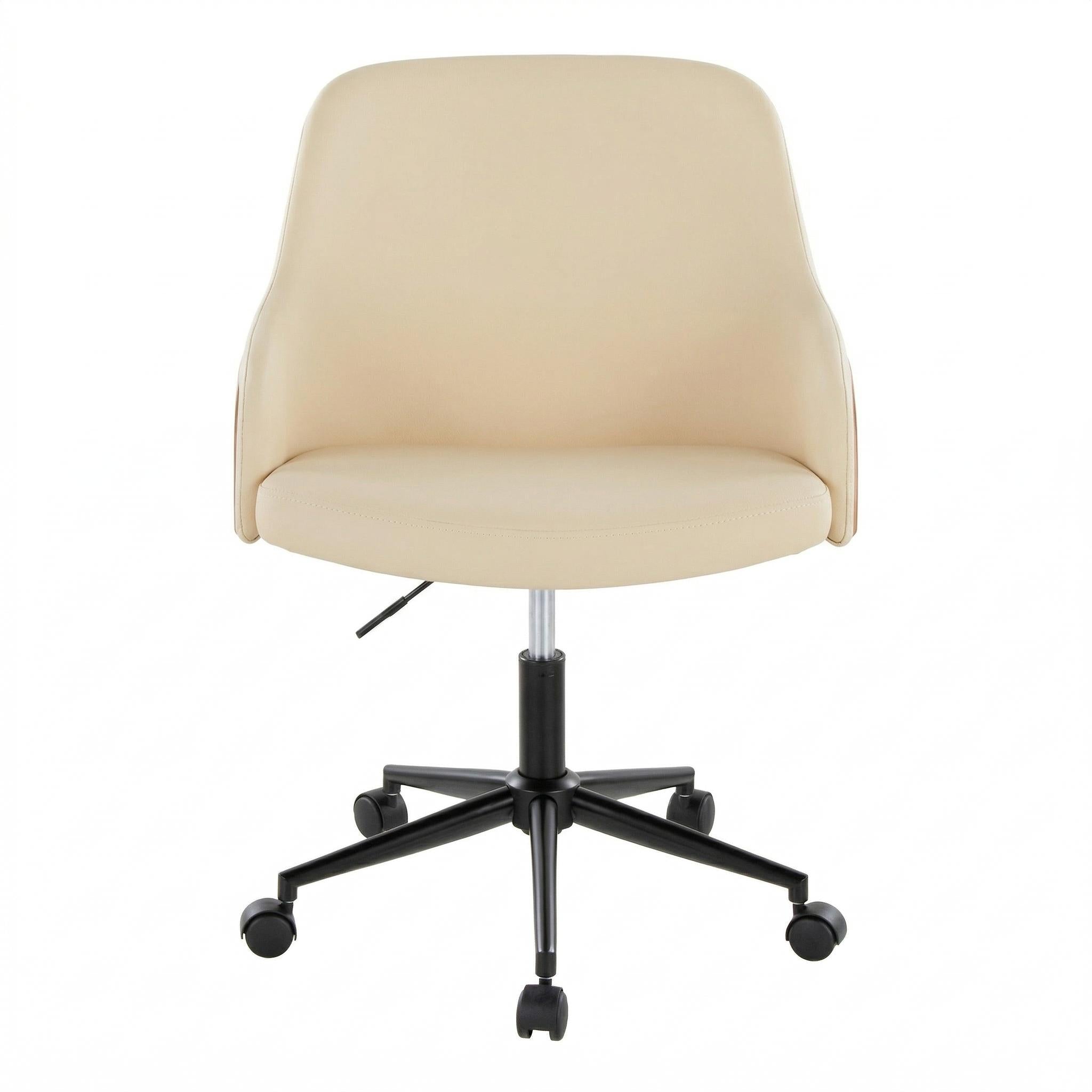 Teyon Mid-Century Swivel Office Chair with Faux Leather Upholstered Seat