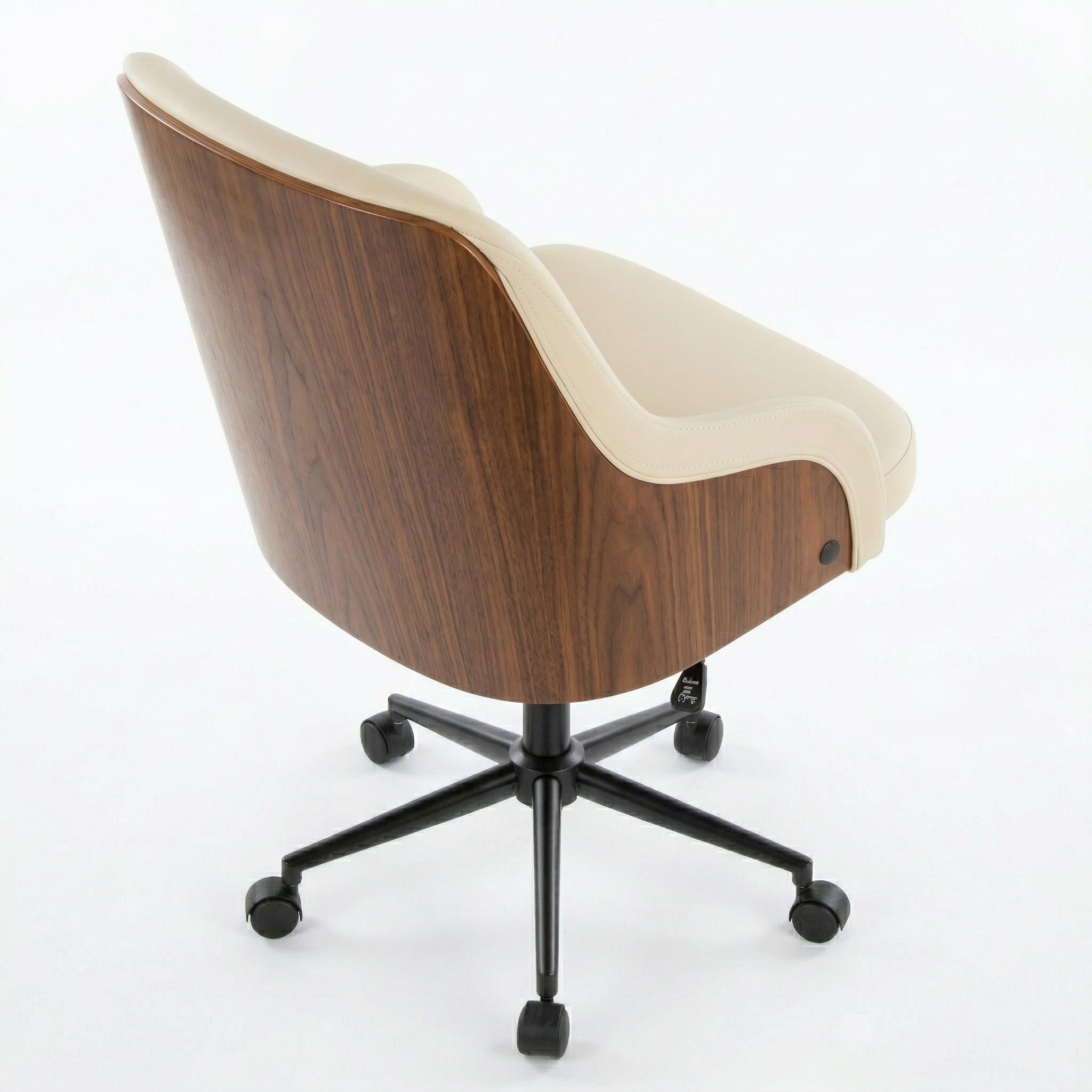 Teyon Mid-Century Swivel Office Chair with Faux Leather Upholstered Seat
