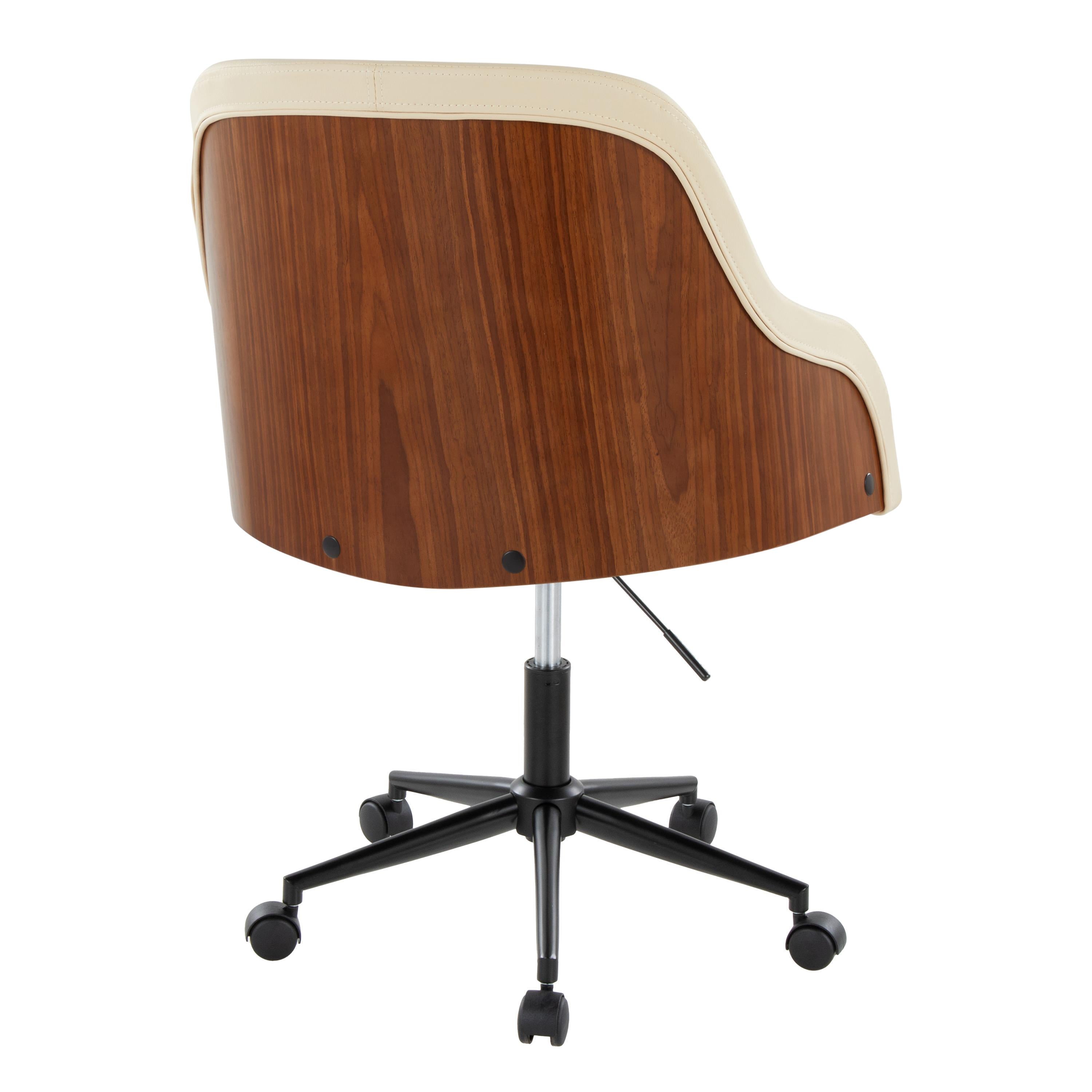 Teyon Mid-Century Swivel Office Chair with Faux Leather Upholstered Seat