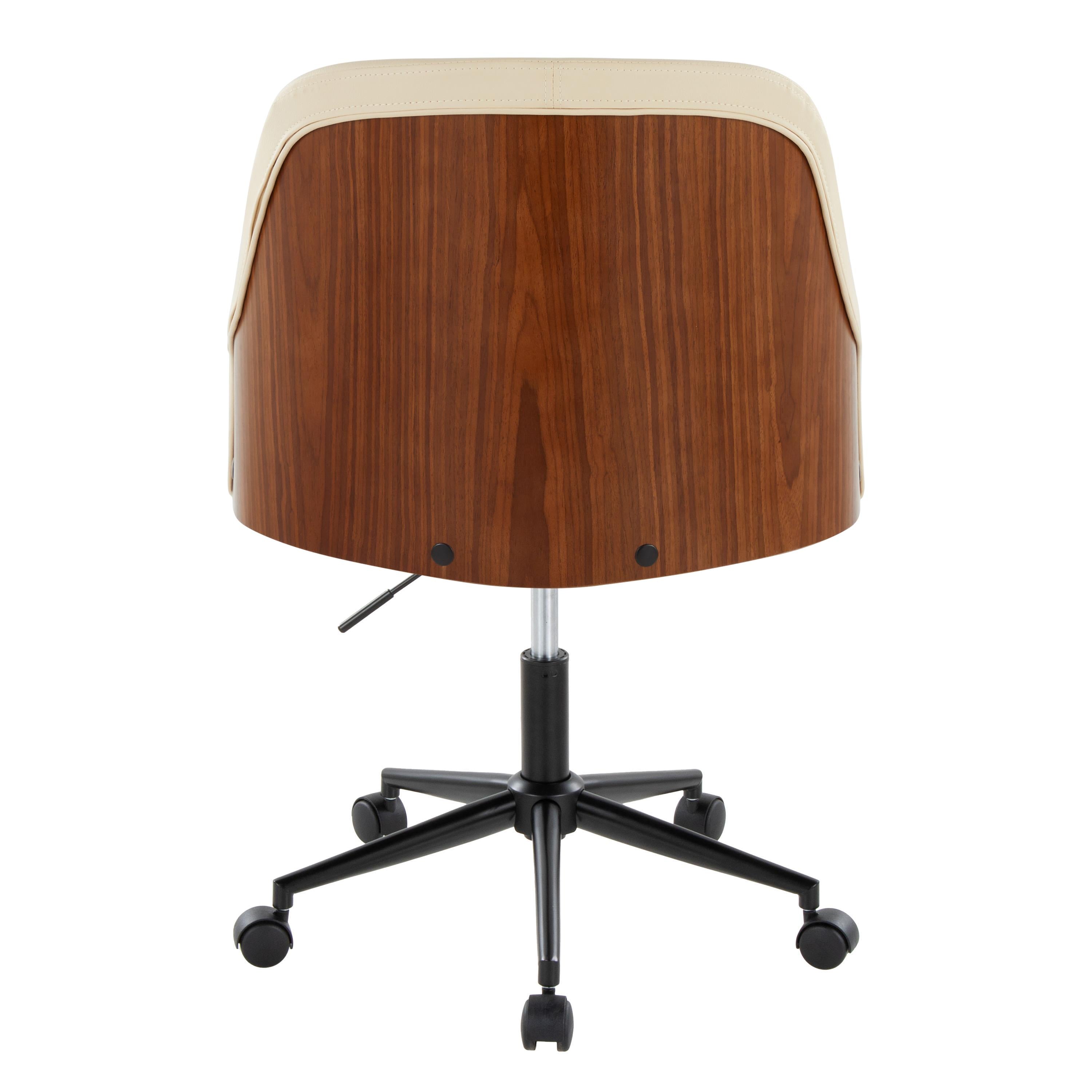 Teyon Mid-Century Swivel Office Chair with Faux Leather Upholstered Seat