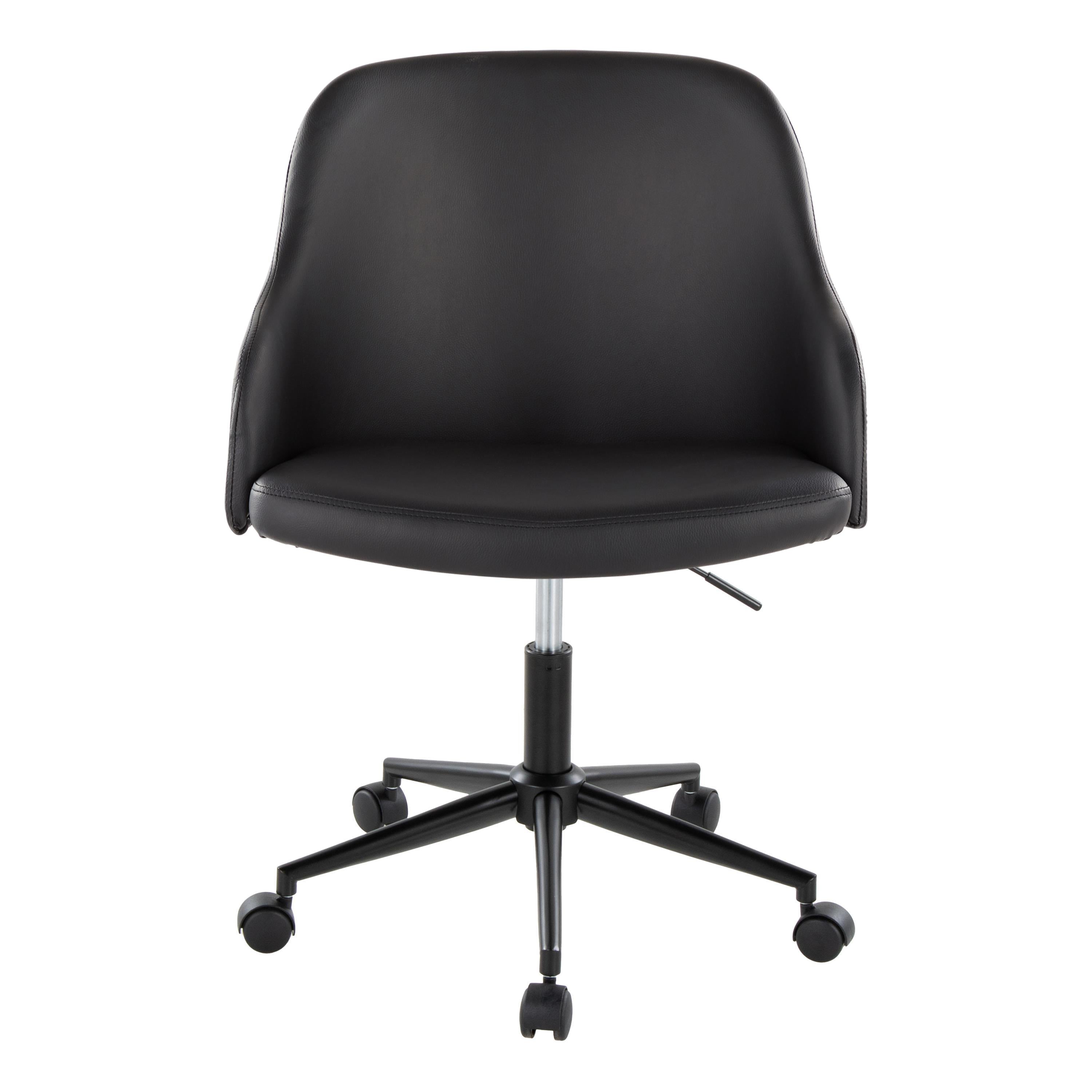 Teyon Mid-Century Swivel Office Chair with Faux Leather Upholstered Seat