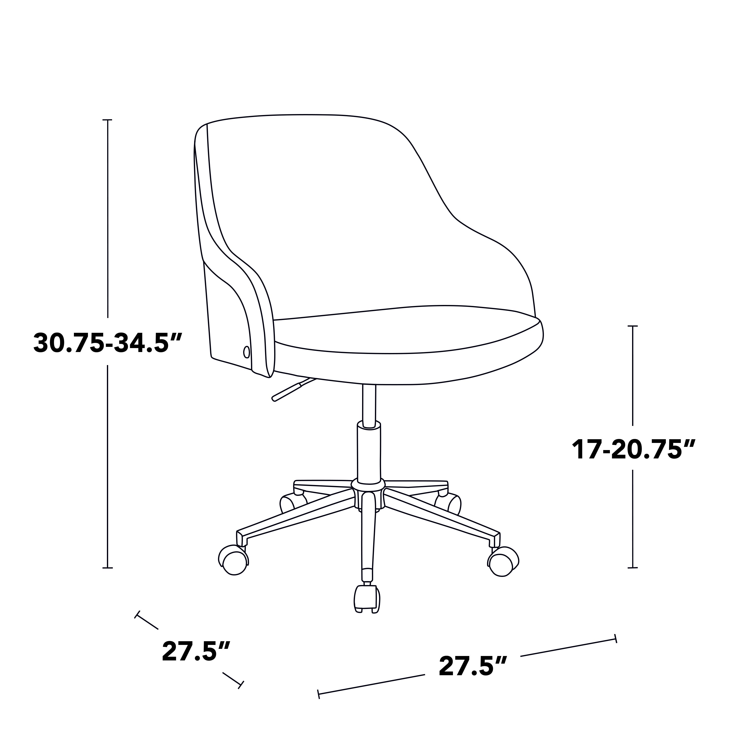 Teyon Mid-Century Swivel Office Chair with Faux Leather Upholstered Seat
