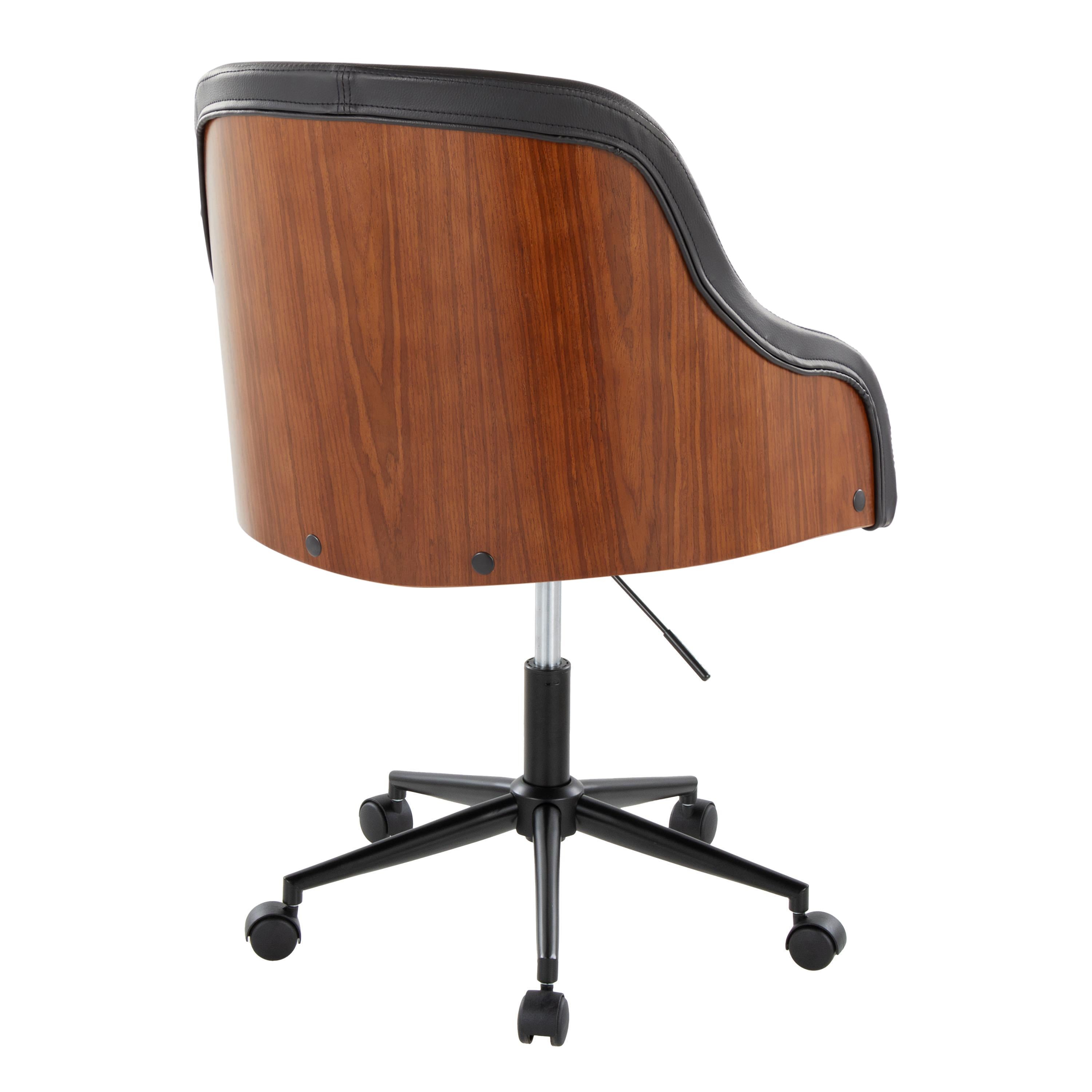 Teyon Mid-Century Swivel Office Chair with Faux Leather Upholstered Seat