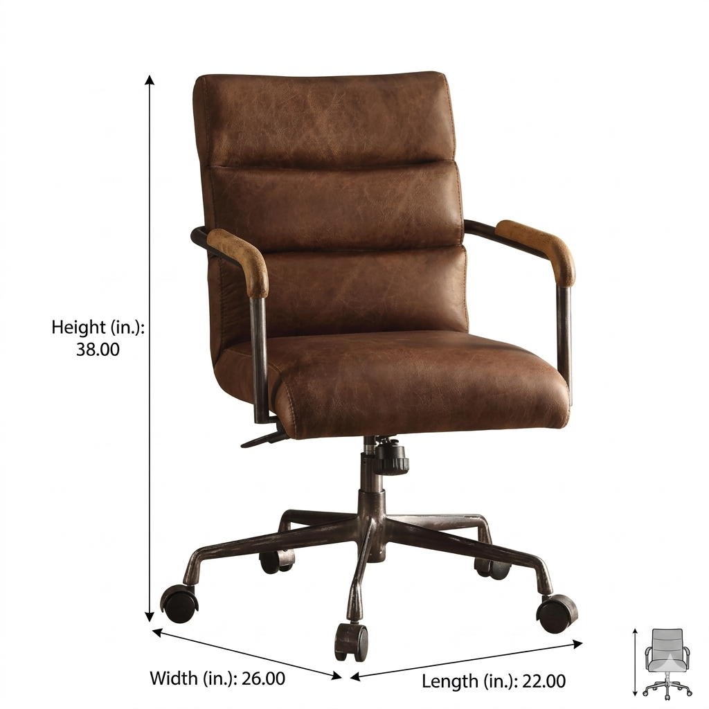 Torin Vintage Brown Genuine Leather Swivel Office Chair