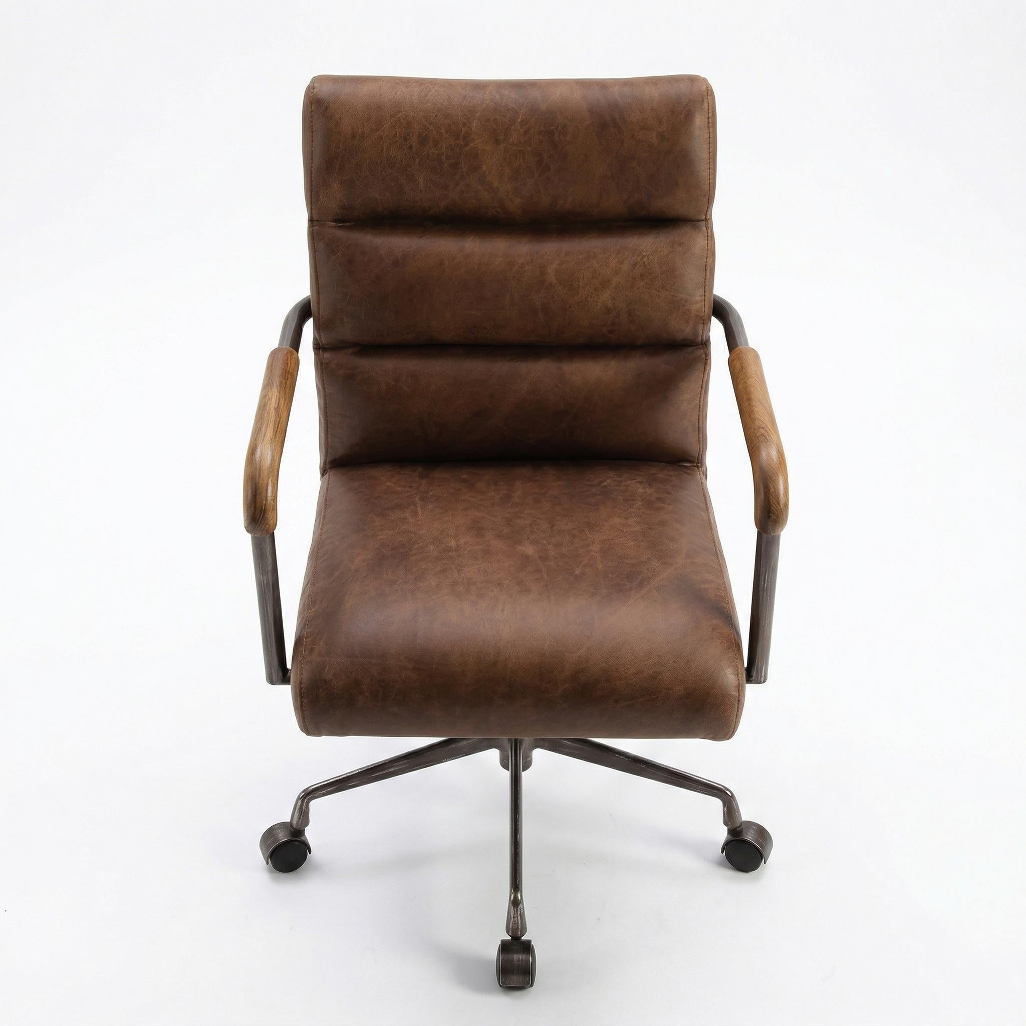 Torin Vintage Brown Genuine Leather Swivel Office Chair