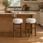 Treviso 30" Walnut Backless Wooden Upholstered Bar Stools Set of 2