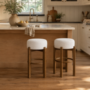 Treviso 30" Walnut Backless Wooden Upholstered Bar Stools Set of 2