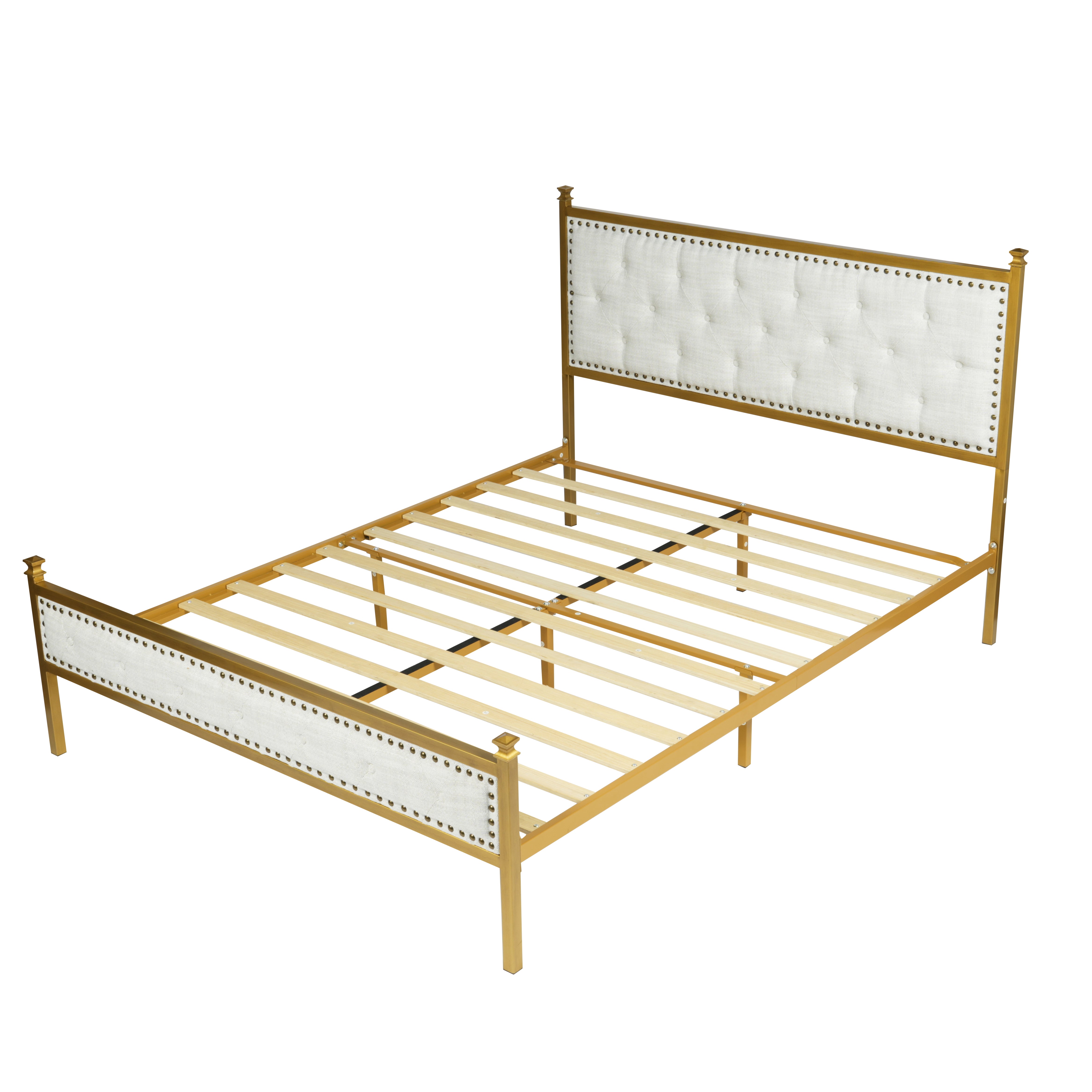 Creamy Reverie 4 Piece Bedroom Set - Bed with Nightstands & Ottoman