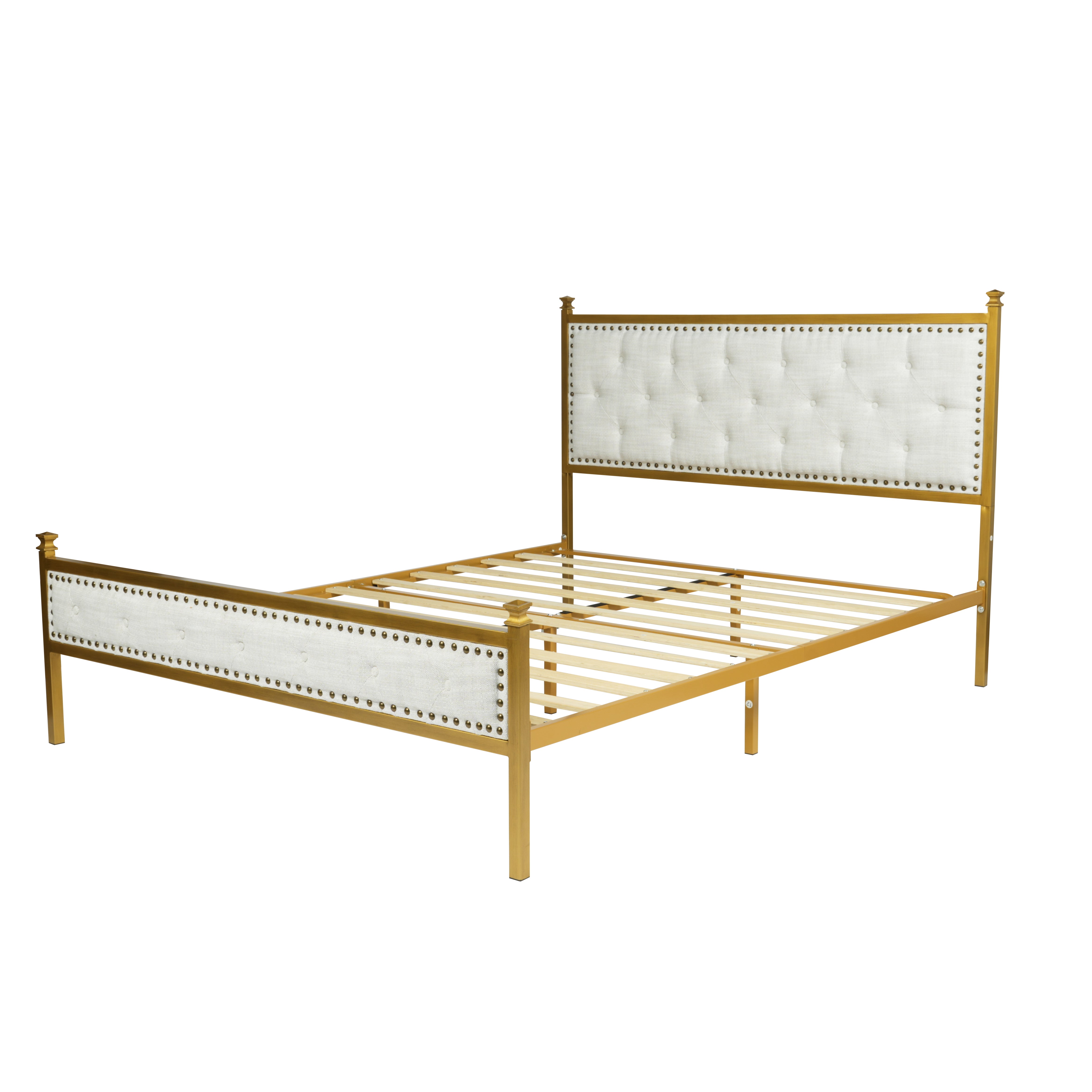 Creamy Reverie 4 Piece Bedroom Set - Bed with Nightstands & Ottoman
