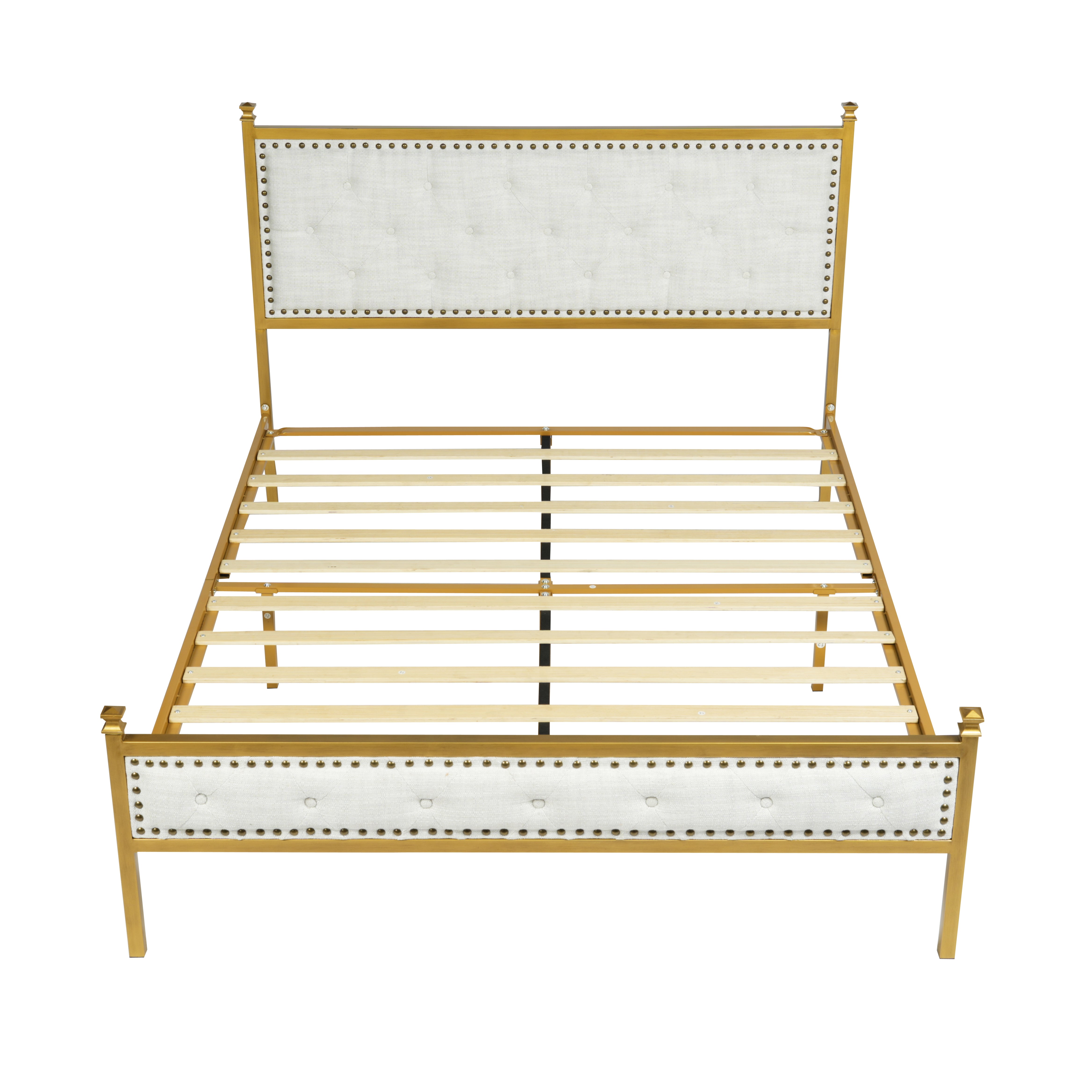 Creamy Reverie 4 Piece Bedroom Set - Bed with Nightstands & Ottoman