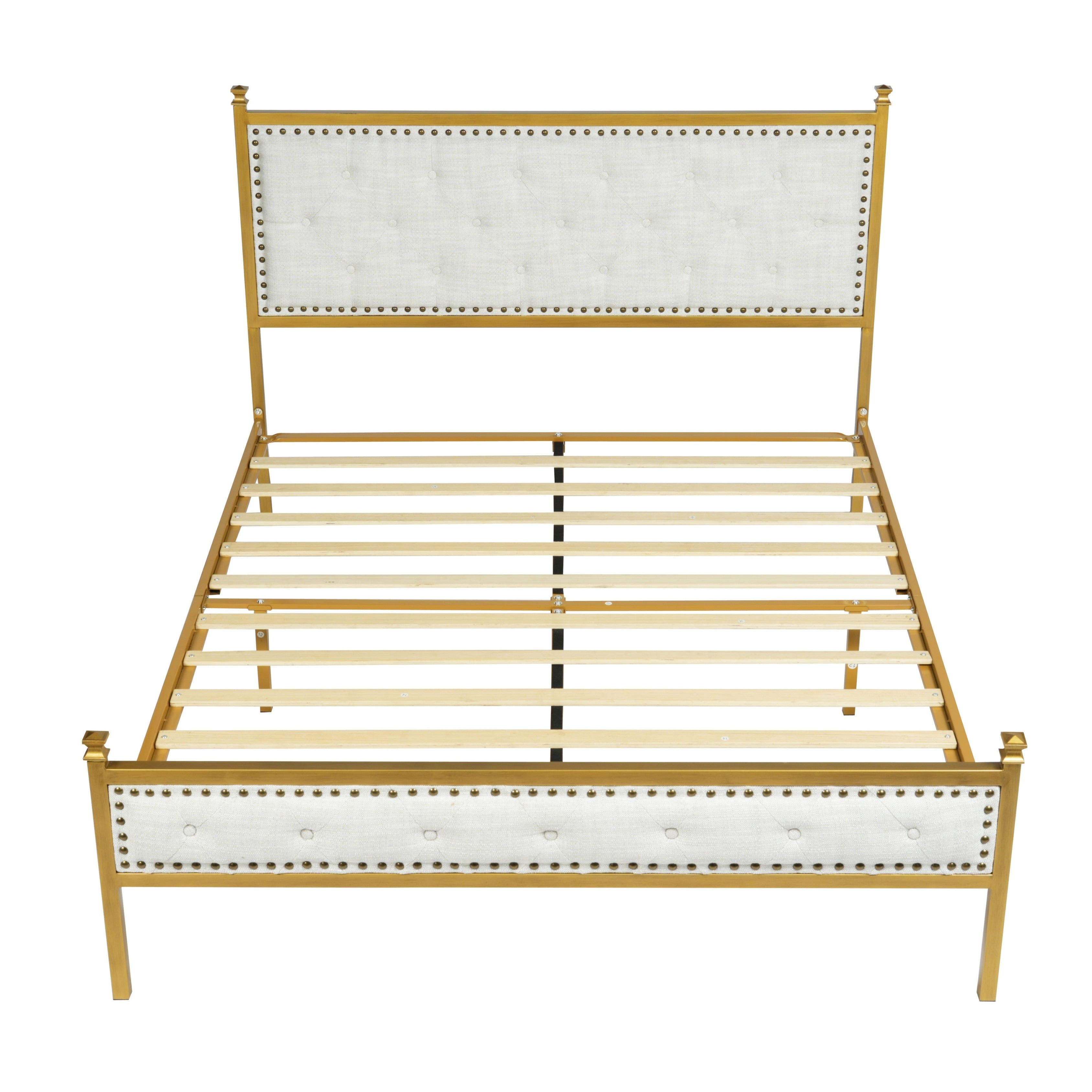 Creamy Reverie 4 Piece Bedroom Set - Bed with Nightstands & Ottoman