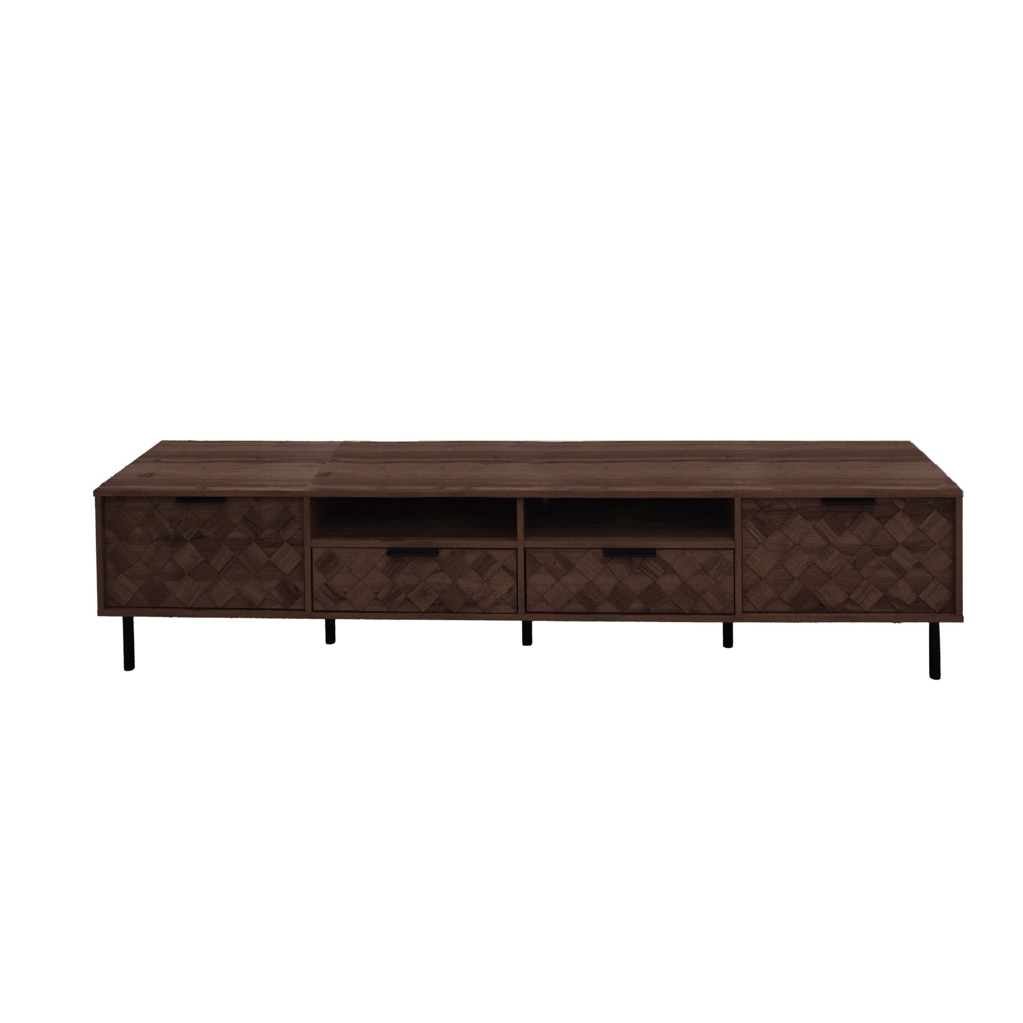 Venice 78" Modern Rustic TV Stand with Storage Cabinets and Open Shelves