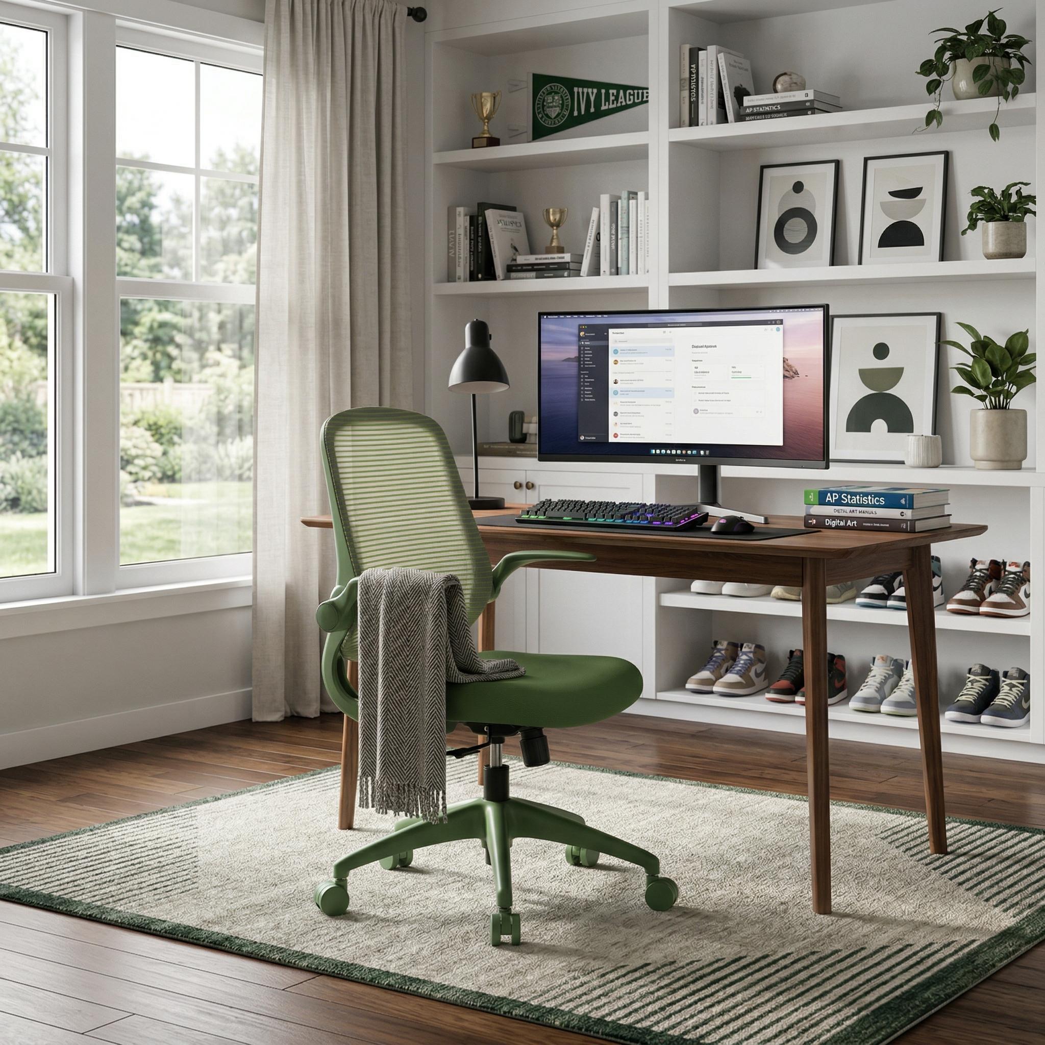 Verlon Ergonomic Mid Back Mesh Office Chair with Flip-Up Armrests