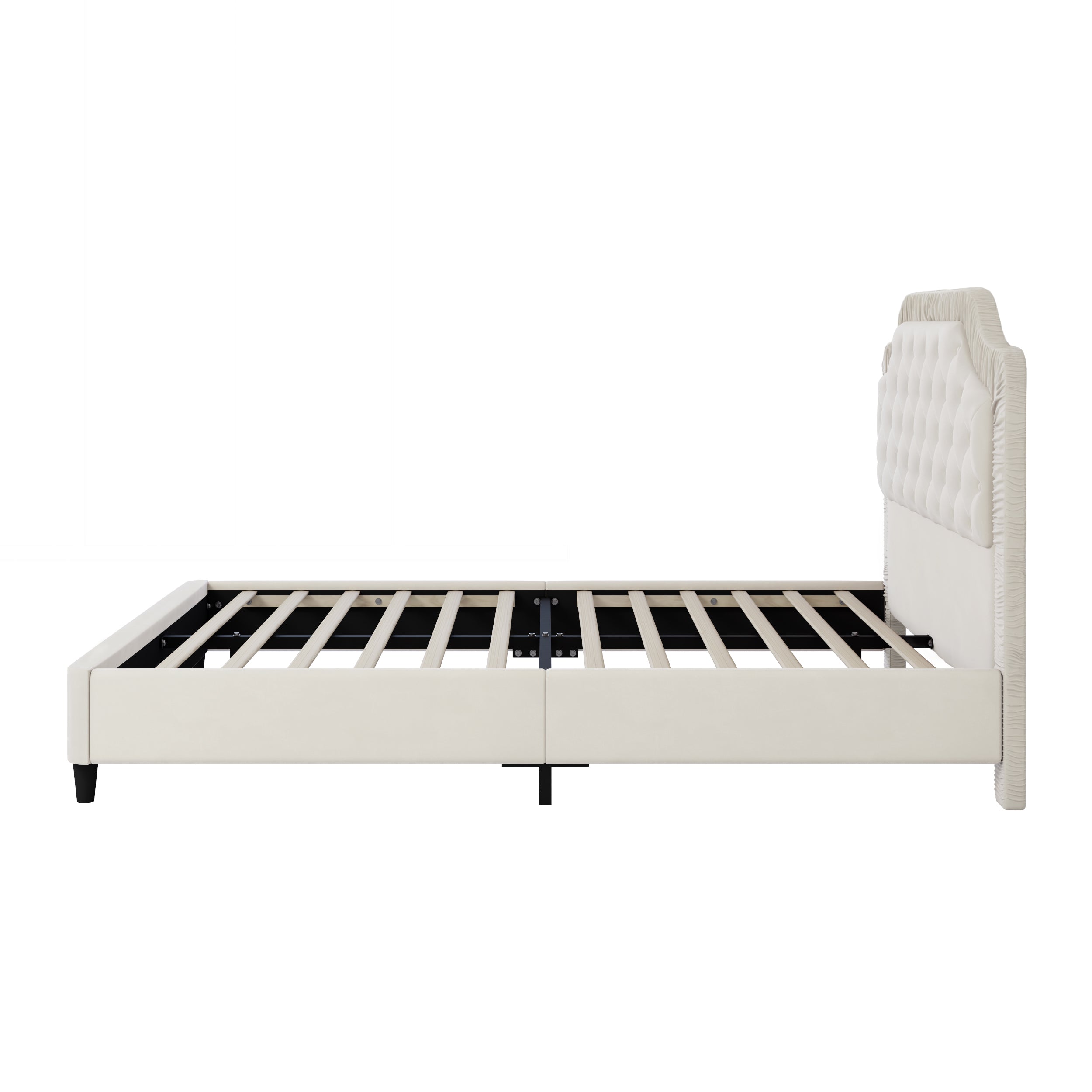 Vienna Queen Size Velvet Upholstered Bed with Tufted Headboard