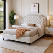 Vienna Queen Size Velvet Upholstered Bed with Tufted Headboard