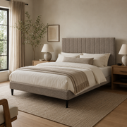 Vivienne 85" Queen Size Upholstered Platform Bed Frame with Tufted Headboard