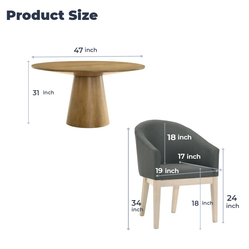 Volga 3 Piece 47" Round Dining Table Set