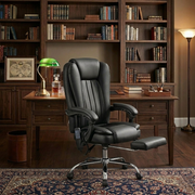 Voren Executive Massage Office Chair with Reclining Backrest and Retractable Footrest