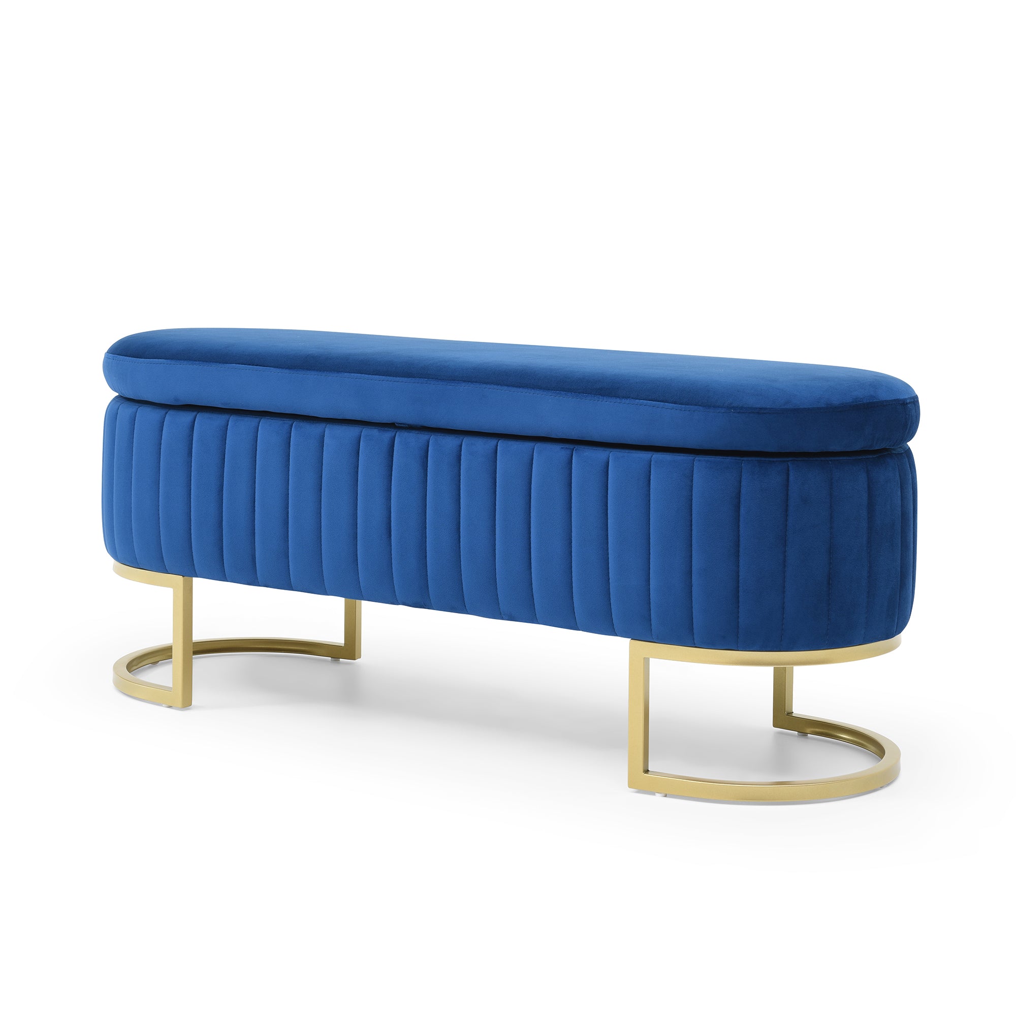 Yosemite 50” Velvet Blue Storage Ottoman Bench