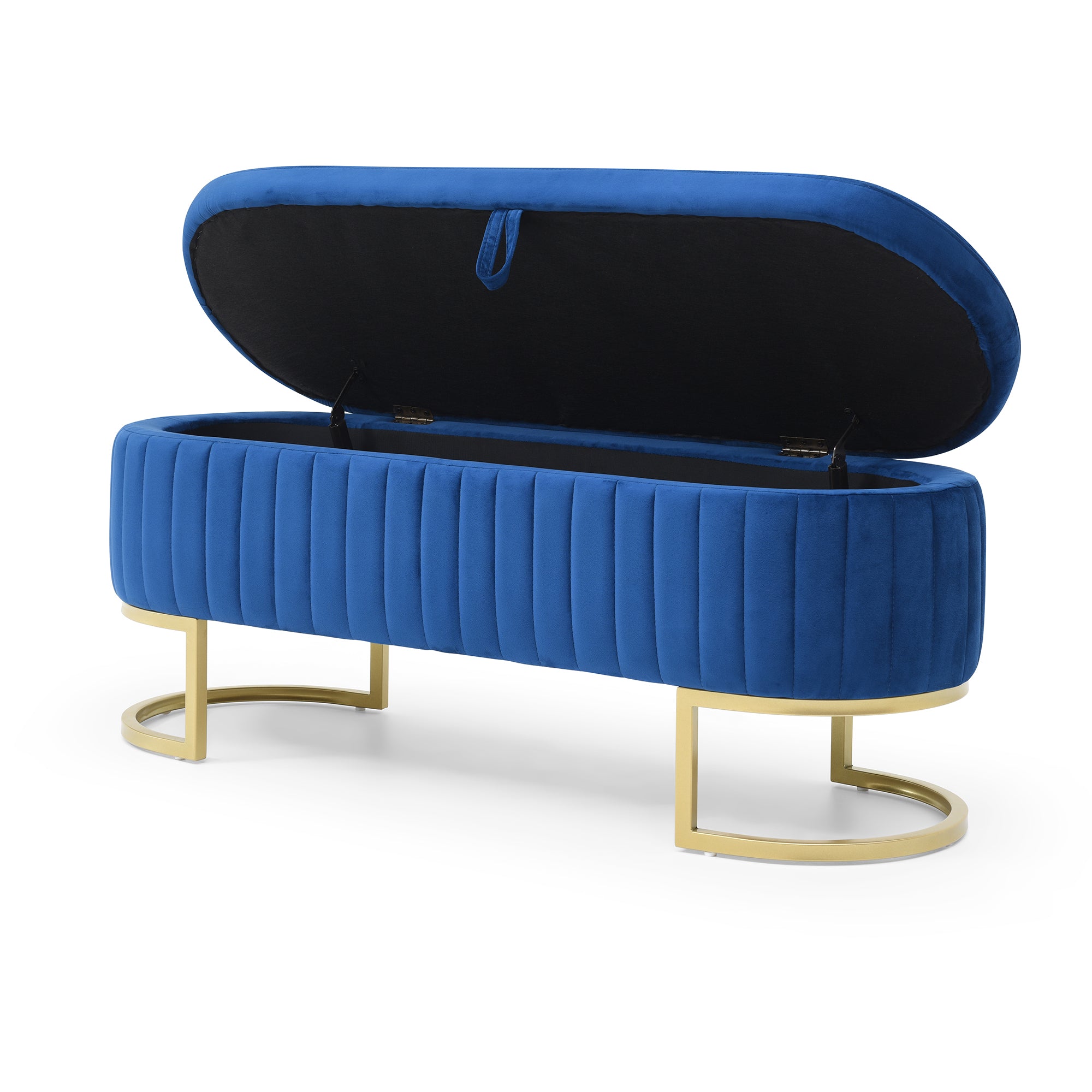 Yosemite 50” Velvet Blue Storage Ottoman Bench
