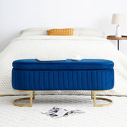 Yosemite 50” Velvet Blue Storage Ottoman Bench