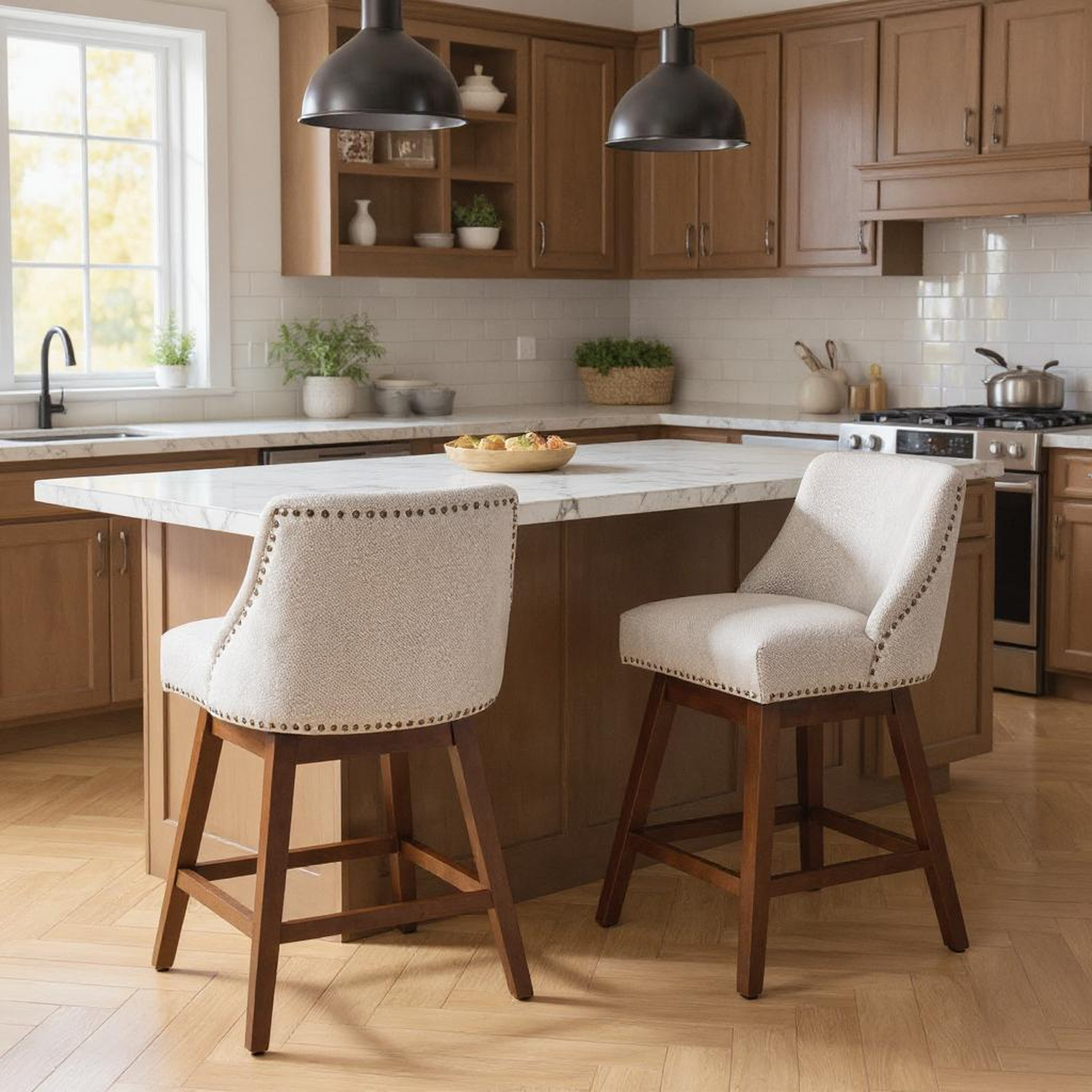 Chablis 26" Swivel Counter Height Upholstered Bar Stools Set of 2