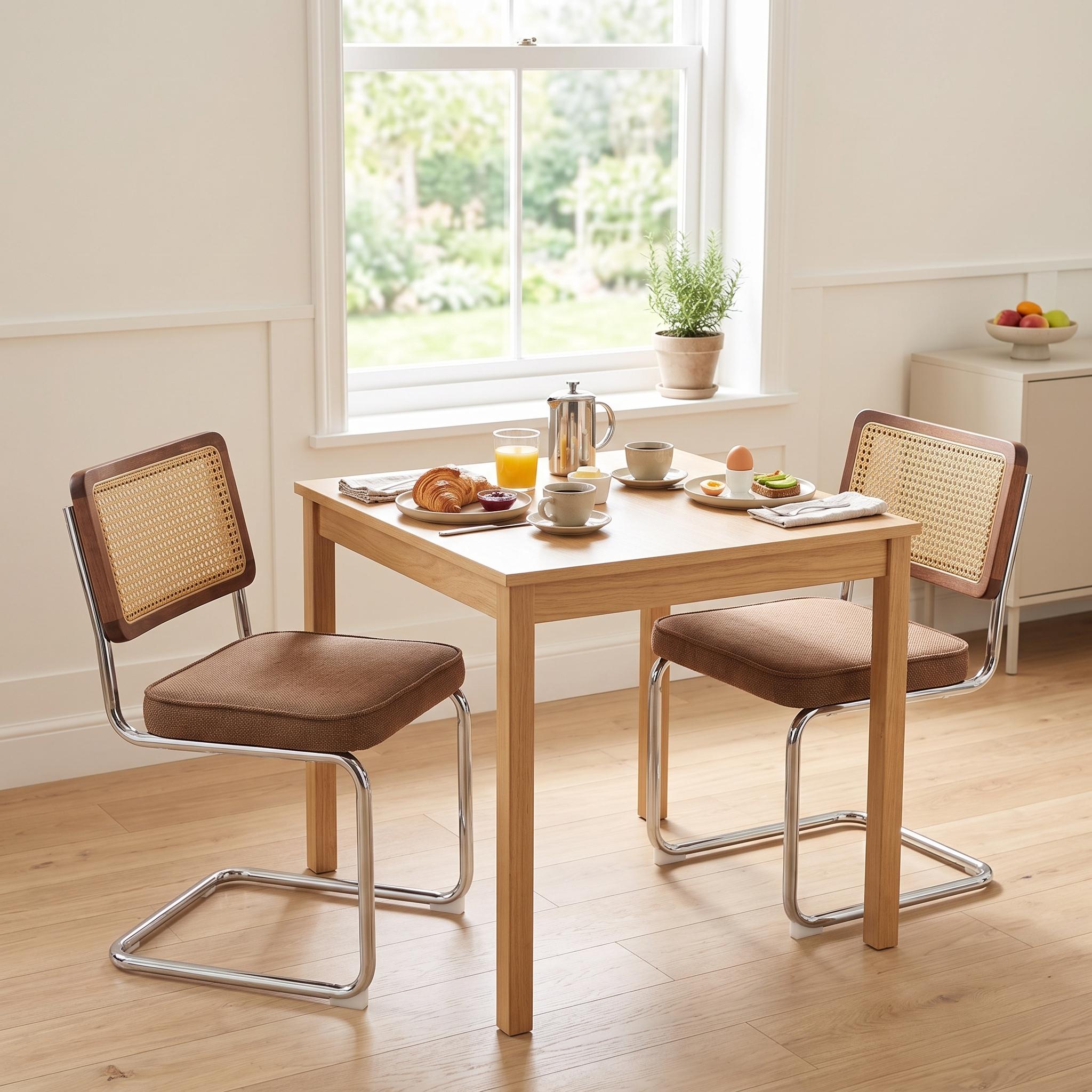 Homy Casa Marlow Mid Century Modern 2 PCS Dining Chairs Upholstered Rattan Kitchen Chairs Open Box