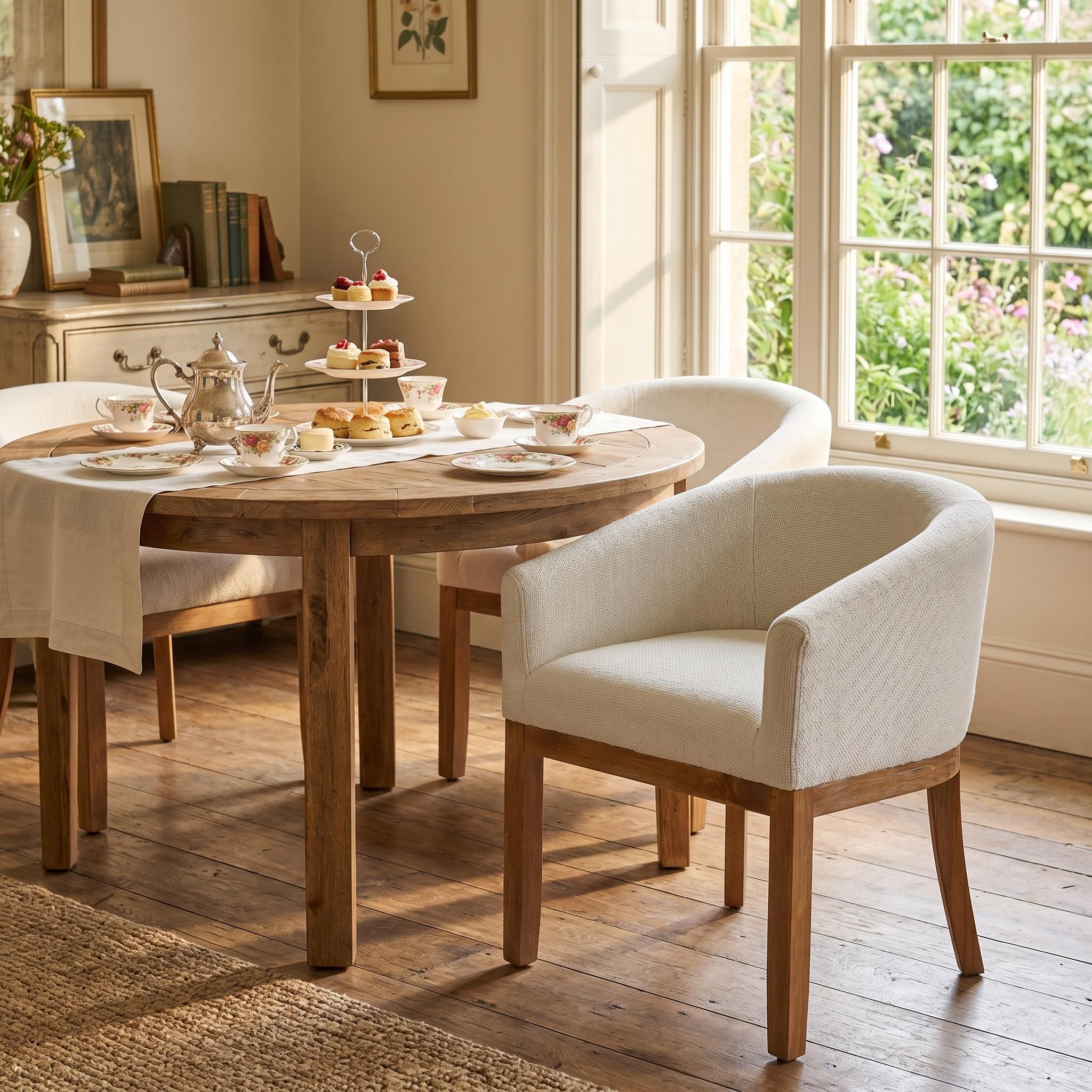 Homy Casa Mid Century Modern Upholstered Barrel Dining Chair with Arms, Farmhouse Linen Kitchen & Dining Room Chair, Natural Hardwood Frame, 19" W Accent Chair for Living Room, Single Pack, Beige, SW1891BG Open Box