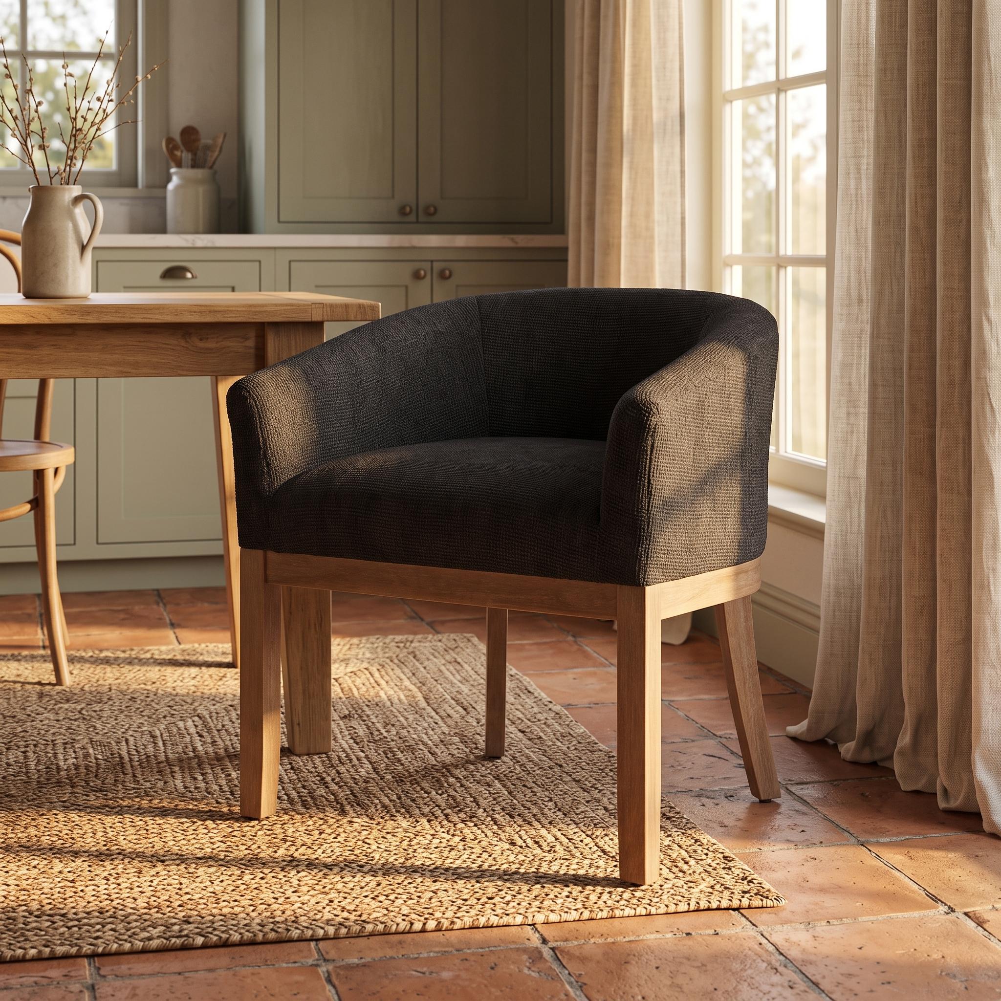 Homy Casa Leto Mid Century Modern Upholstered Barrel Dining Chair, Kitchen and Dining Accent Chair Open Box