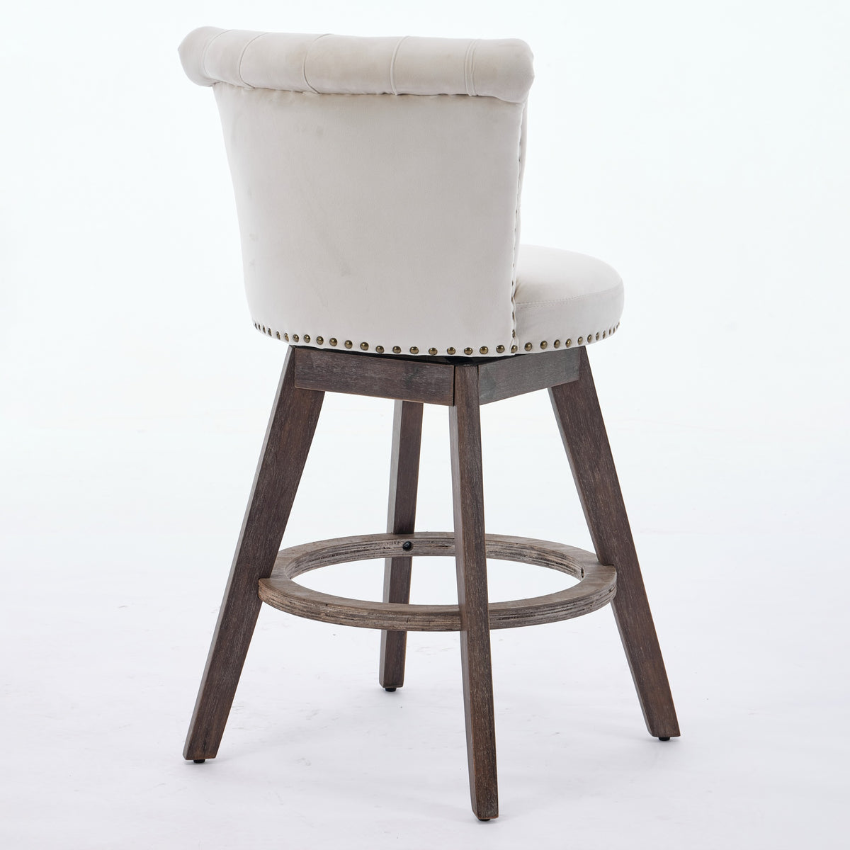 Homy Casa Barossa Velvet Swivel Stool 4PC Kitchen Dining Set with Hand-Tufted Upholstery in Beige Open Box