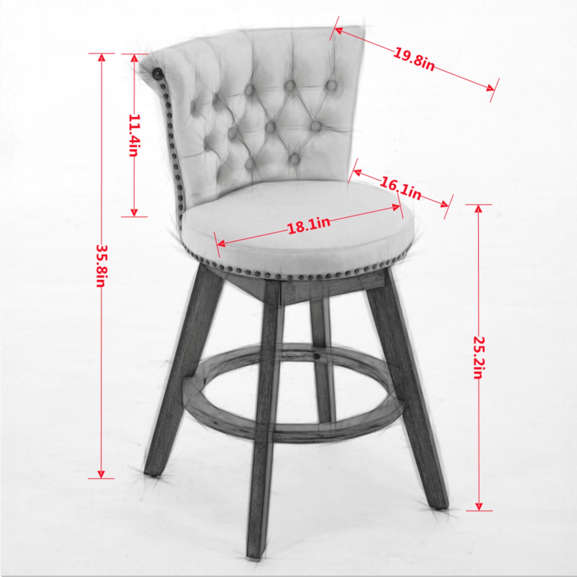 Homy Casa Barossa Velvet Swivel Stool 4PC Kitchen Dining Set with Hand-Tufted Upholstery in Beige Open Box