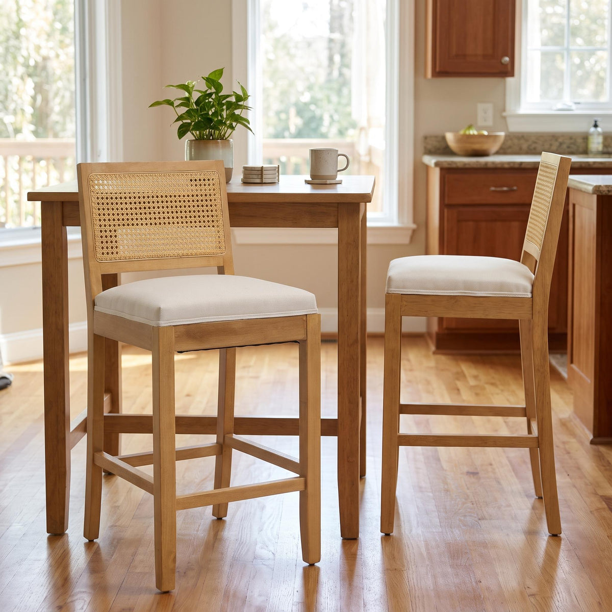 Homy Casa Brunello 2PC Solid Wood 28" Bar Stools for Kitchen Island Seating Open Box