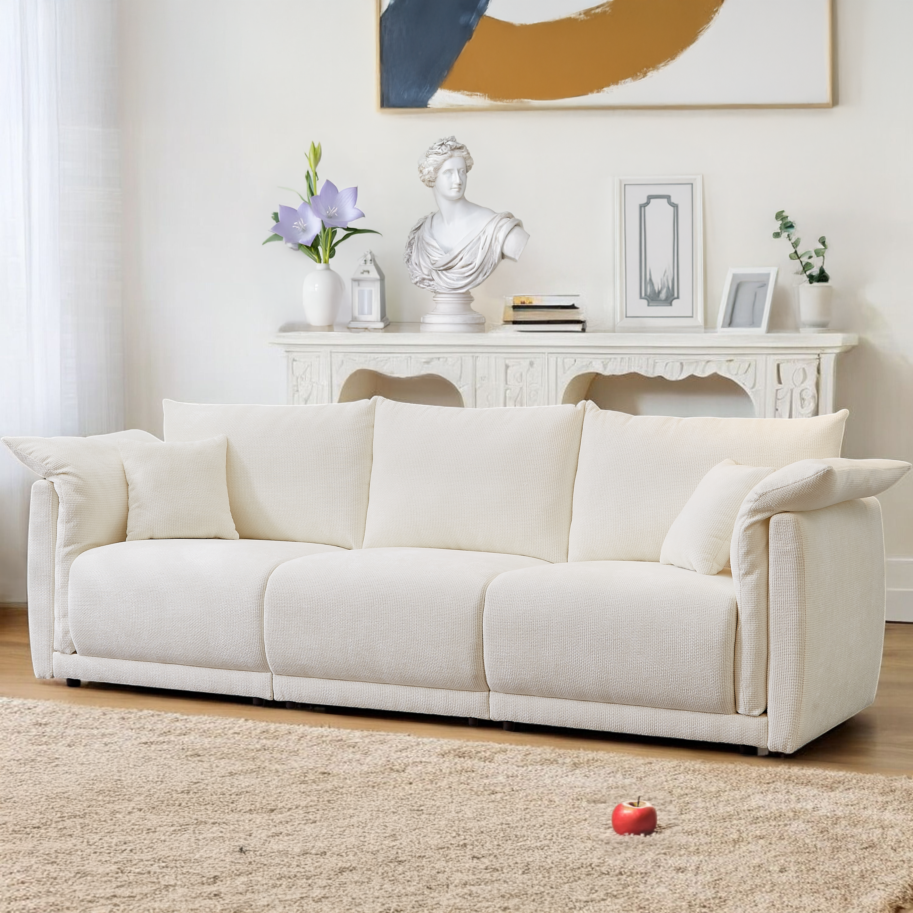 Houston 98.5" 3-Seater Linen Fabric Sofa