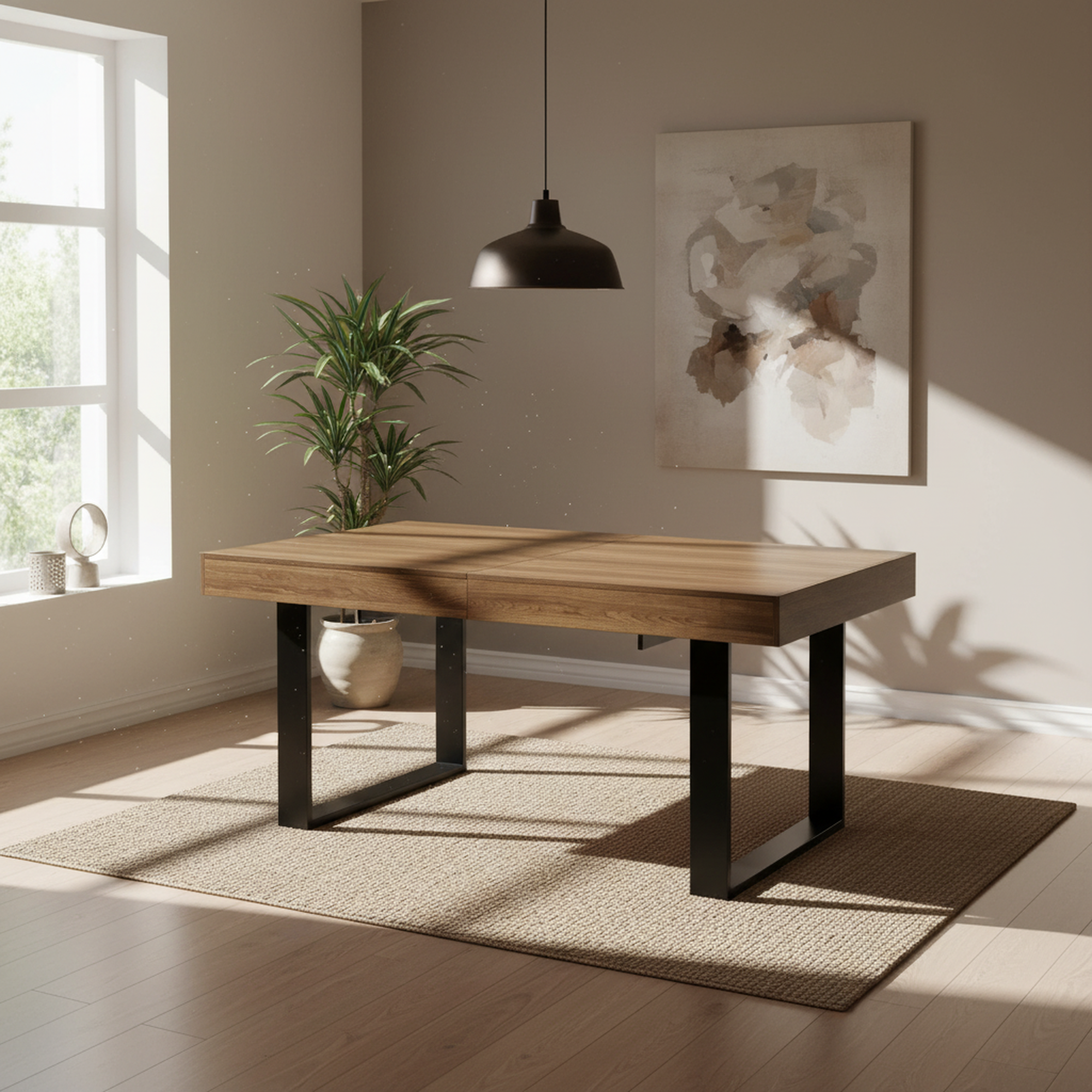 Brombach 63–78.7" Aged-Wood Extendable Rectangular Dining Table