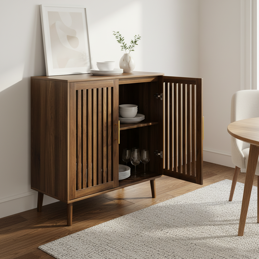 Seoul 31.5 Inch Farmhouse Wood Sideboard Buffet Cabinet