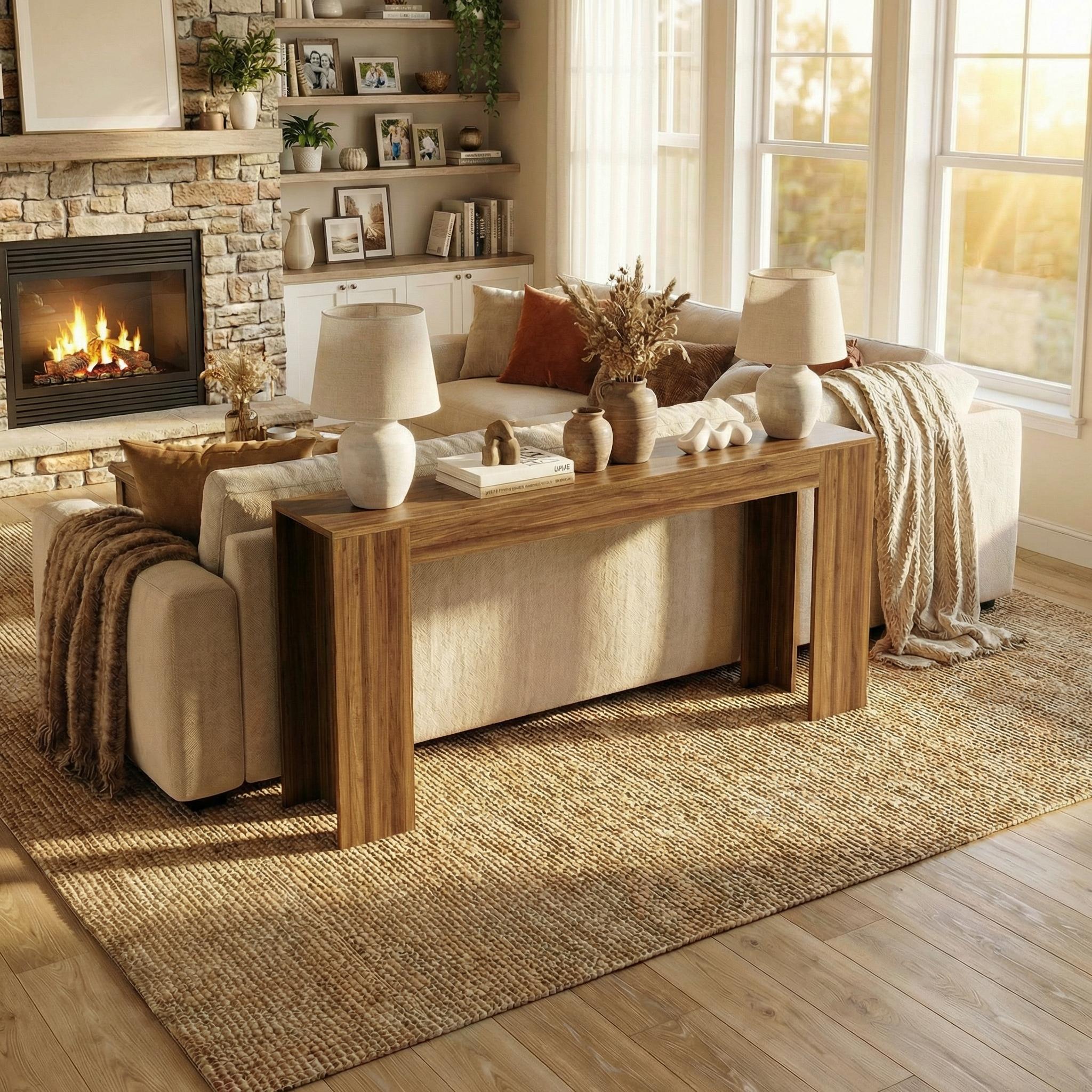 Galerie 63" Long Console Table with Thick Panel Legs