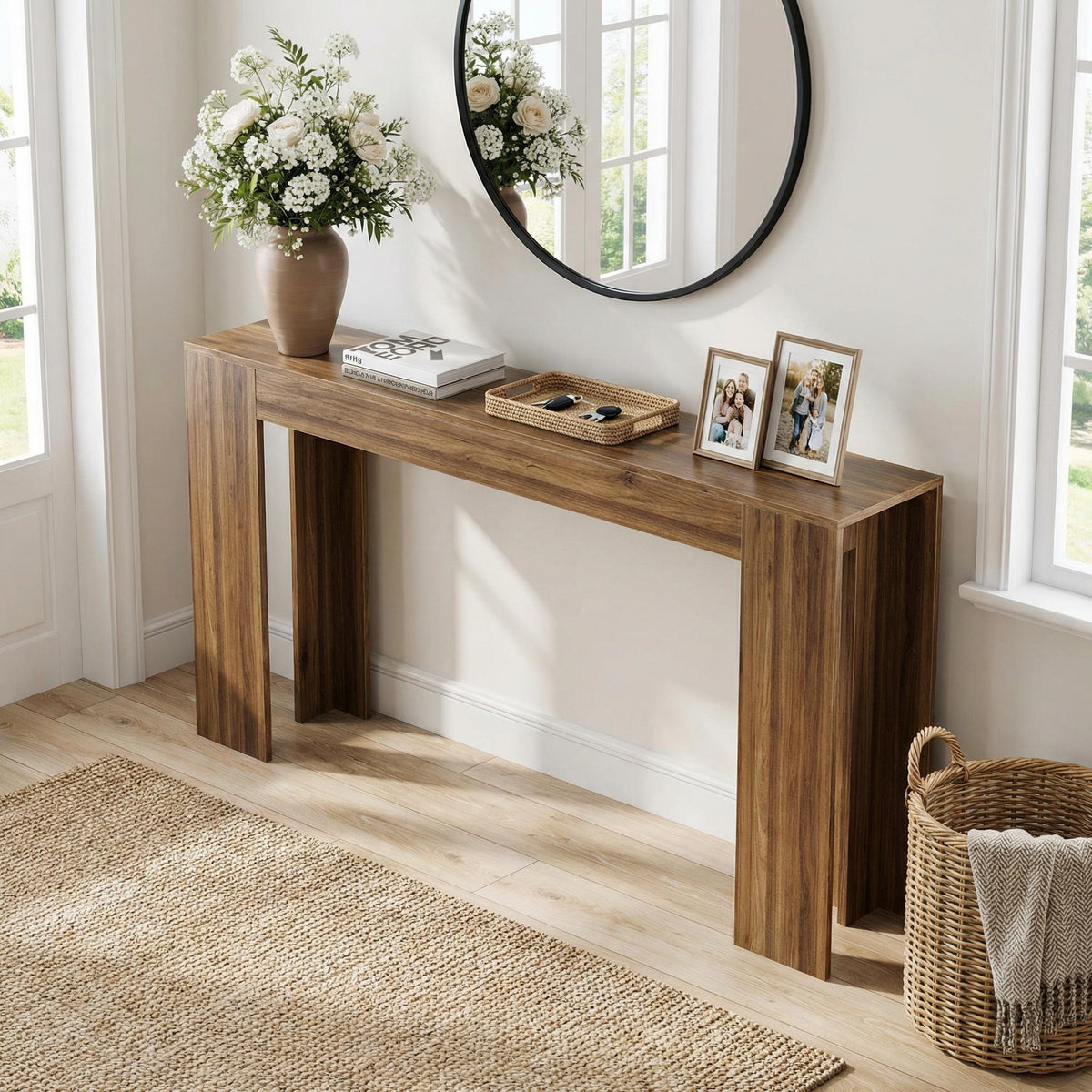 Galerie 63" Long Console Table with Thick Panel Legs