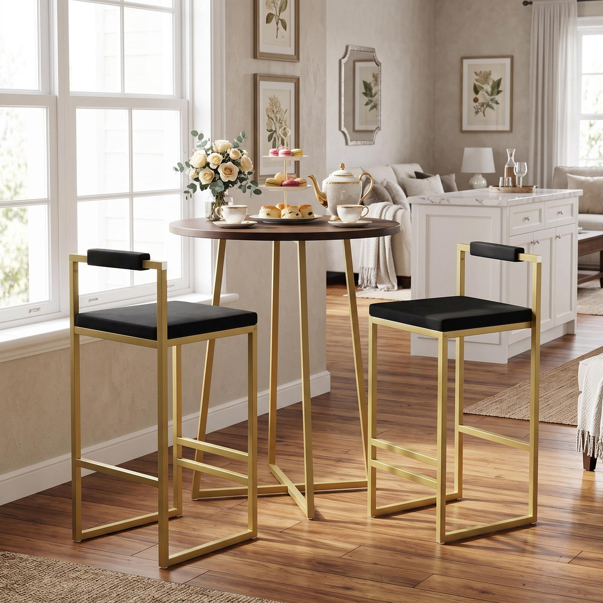 Homy Casa Dorian 2PC 26" Counter Height Velvet Bar Stools Kitchen Island Seating Open Box
