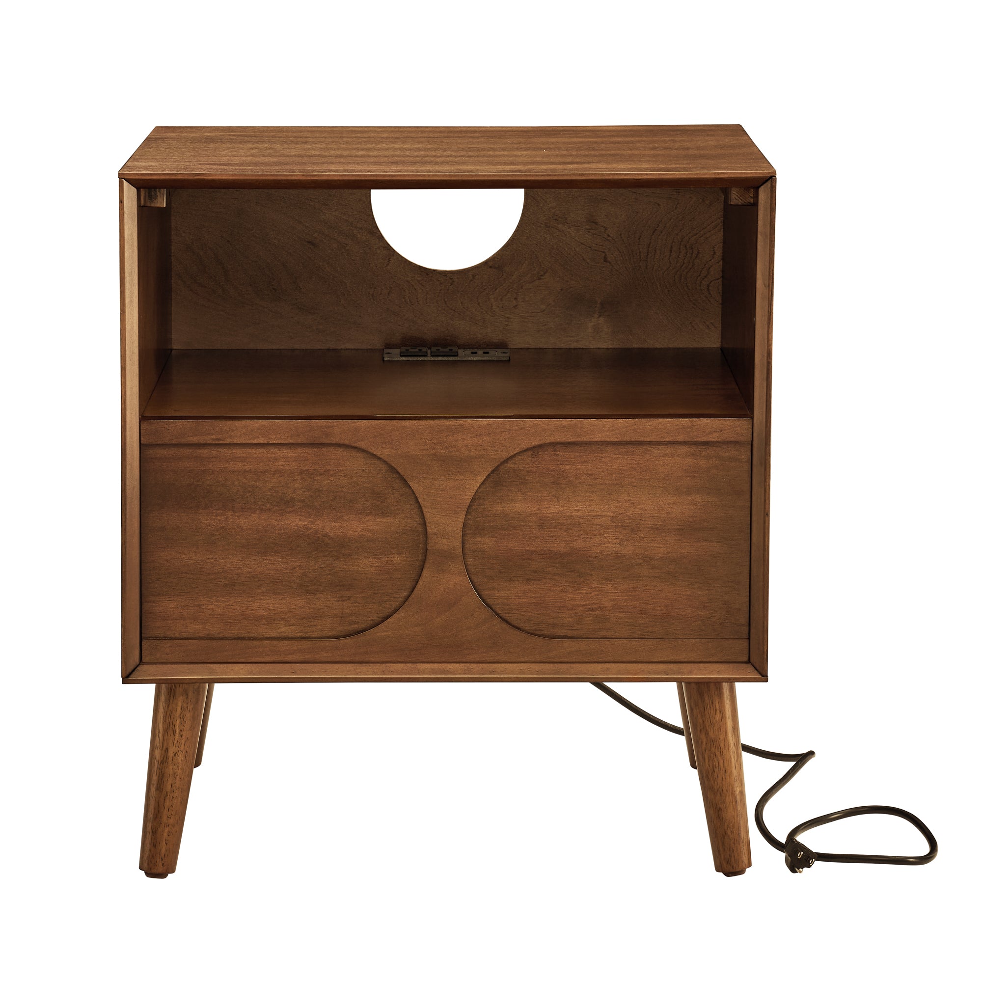 Homy Casa Ariadne 2PC Bedroom Vanity Set with Lighted Mirror, Storage Desk & Nightstand in Walnut Brown & Vintage Finish Open Box