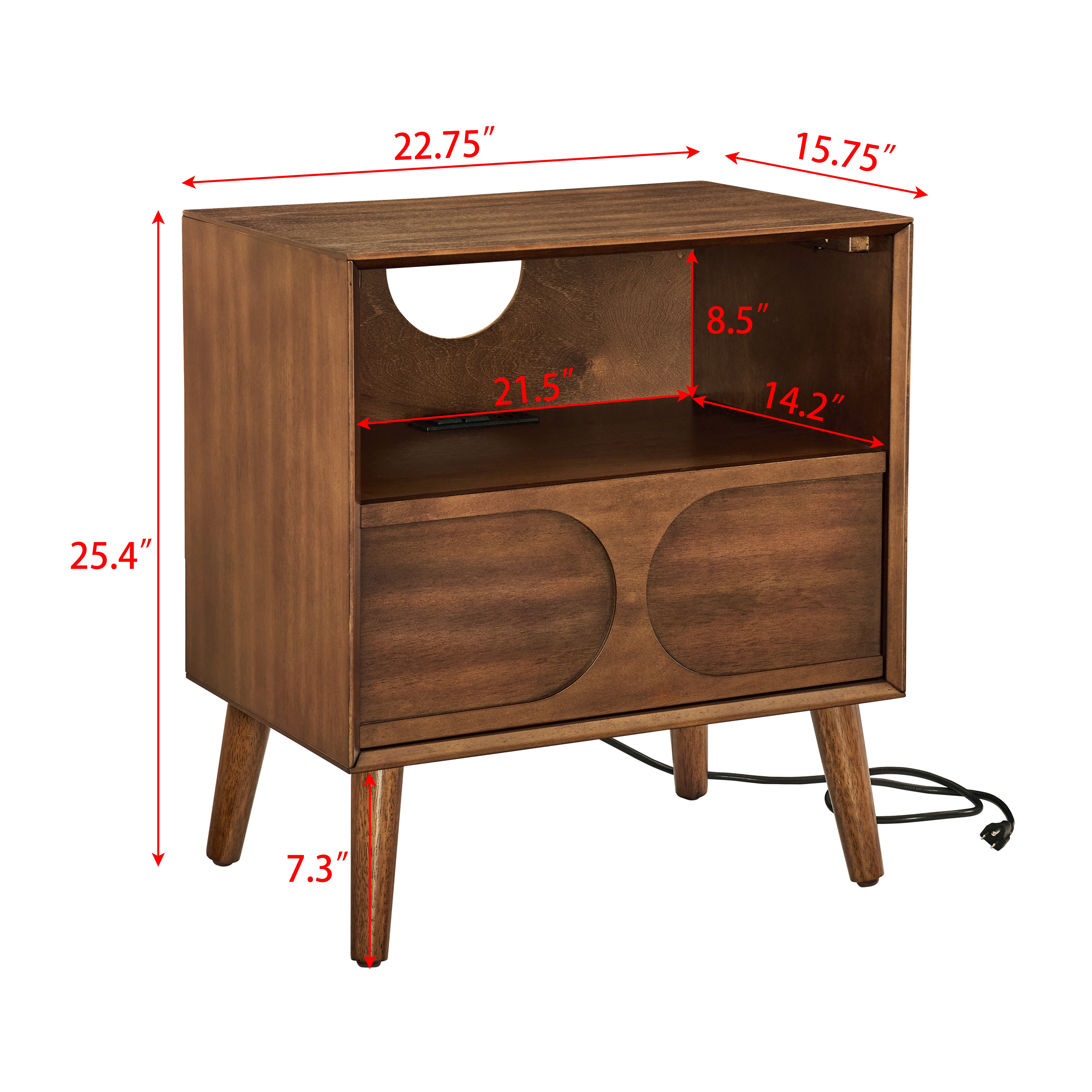 Homy Casa Ariadne 2PC Bedroom Vanity Set with Lighted Mirror, Storage Desk & Nightstand in Walnut Brown & Vintage Finish Open Box