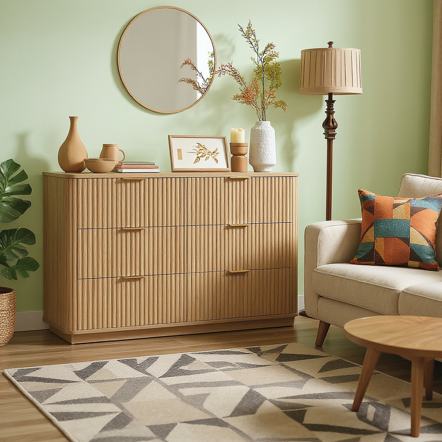Roros Wood 6 Drawers Dresser
