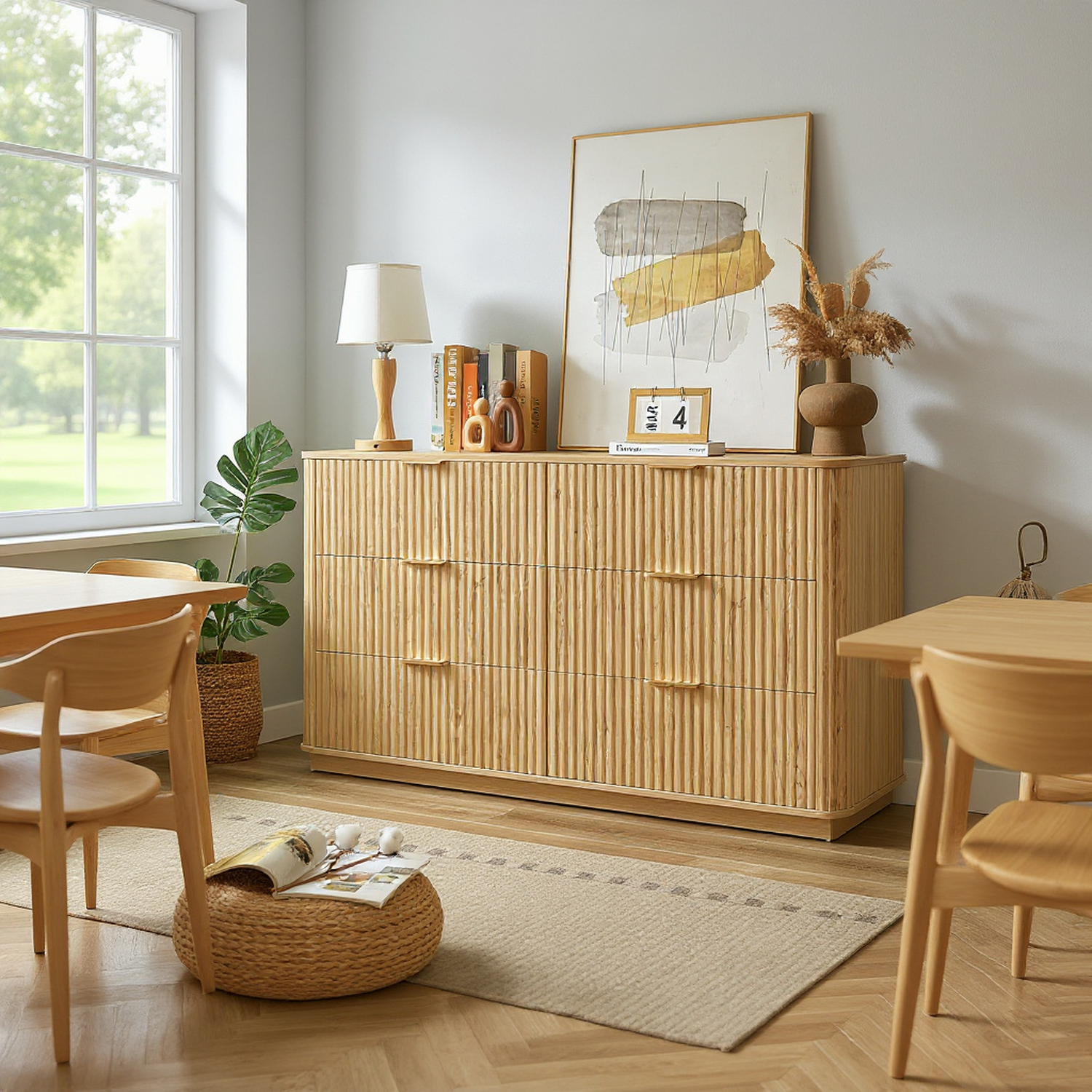 Roros Wood 6 Drawers Dresser