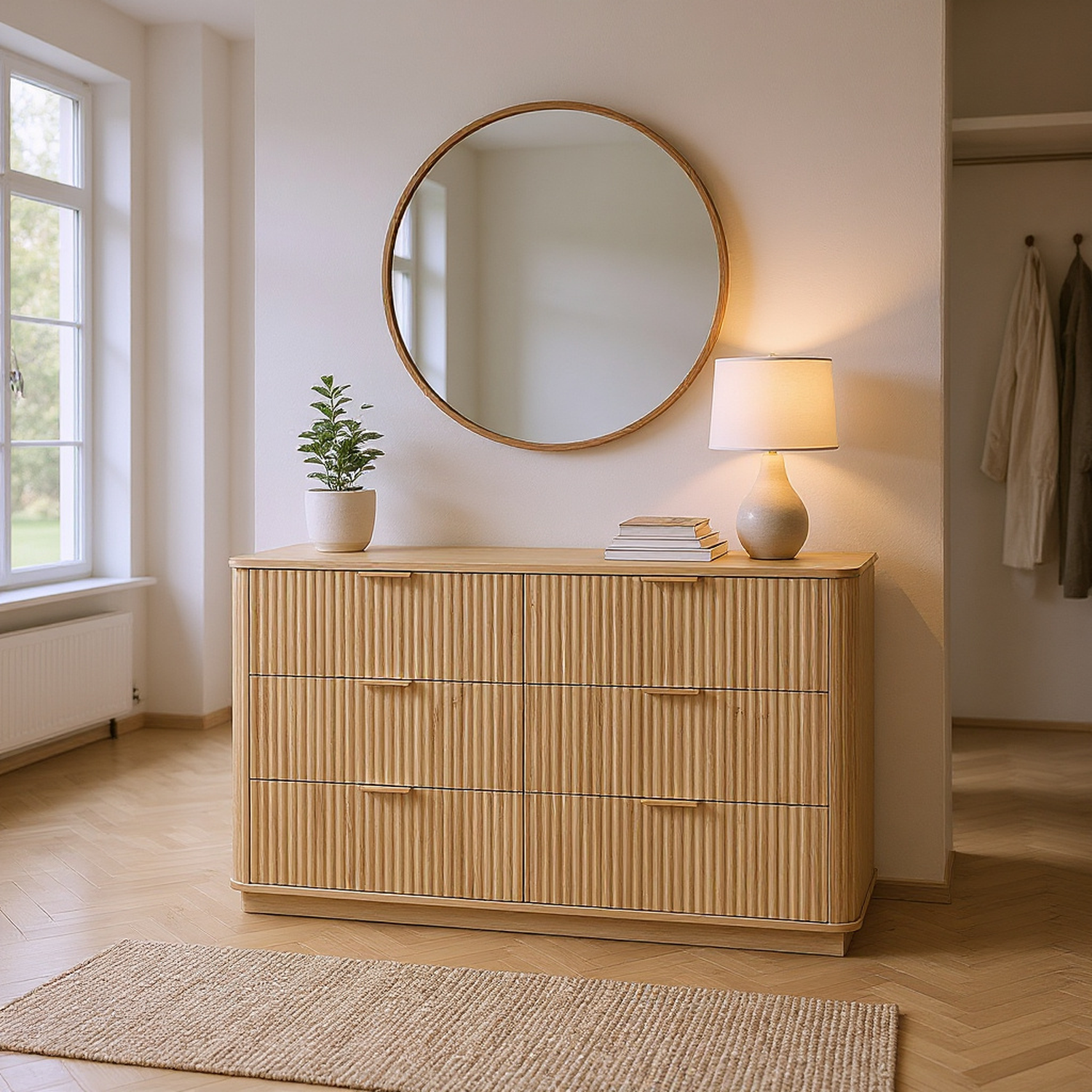 Roros Wood 6 Drawers Dresser