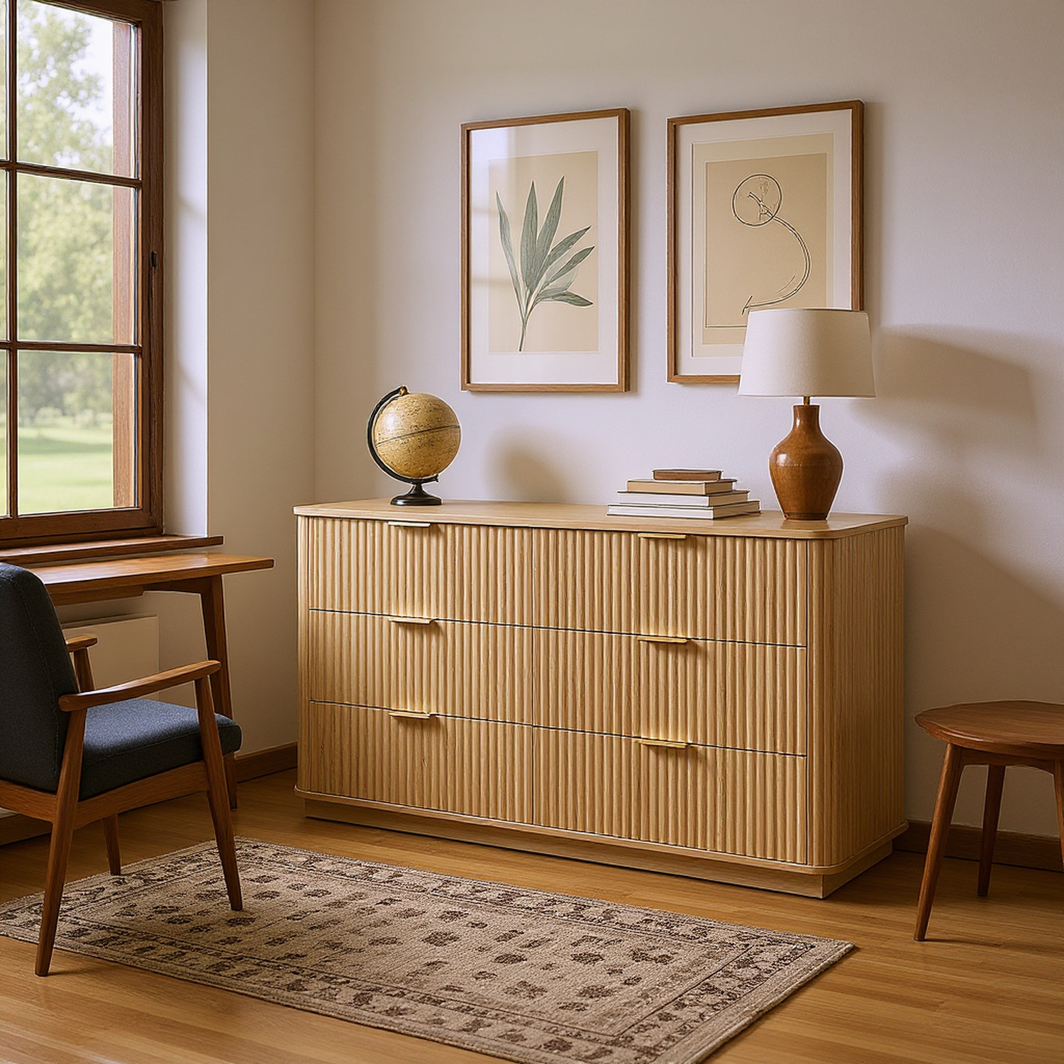Roros Wood 6 Drawers Dresser