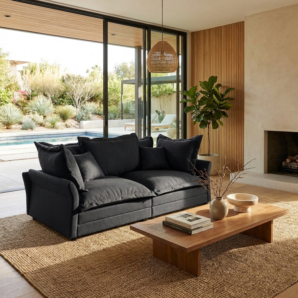 Elina 90.55" Modern Deep Seat Cloud Sofa Couch with Oversized Pillows