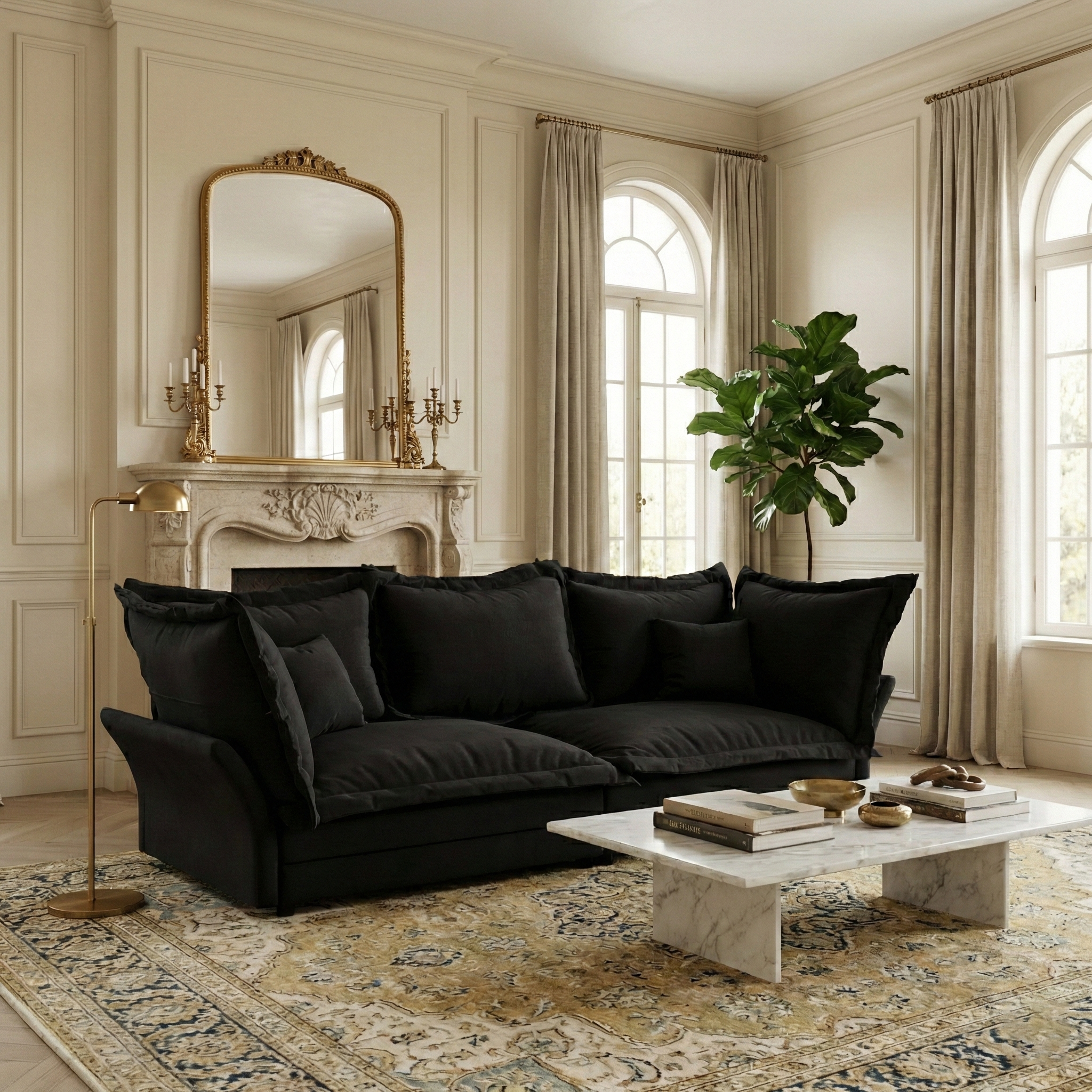 Elina 90.55" Modern Deep Seat Cloud Sofa Couch with Oversized Pillows