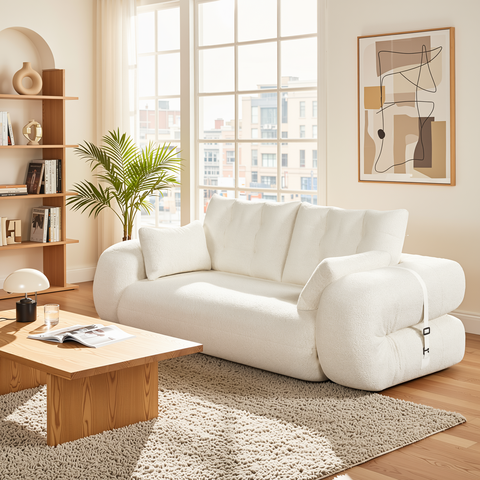 Amarillo 79'' 3-in-1 Foldable Sofa Bed with Pillows, Human Dog Bed Sofa