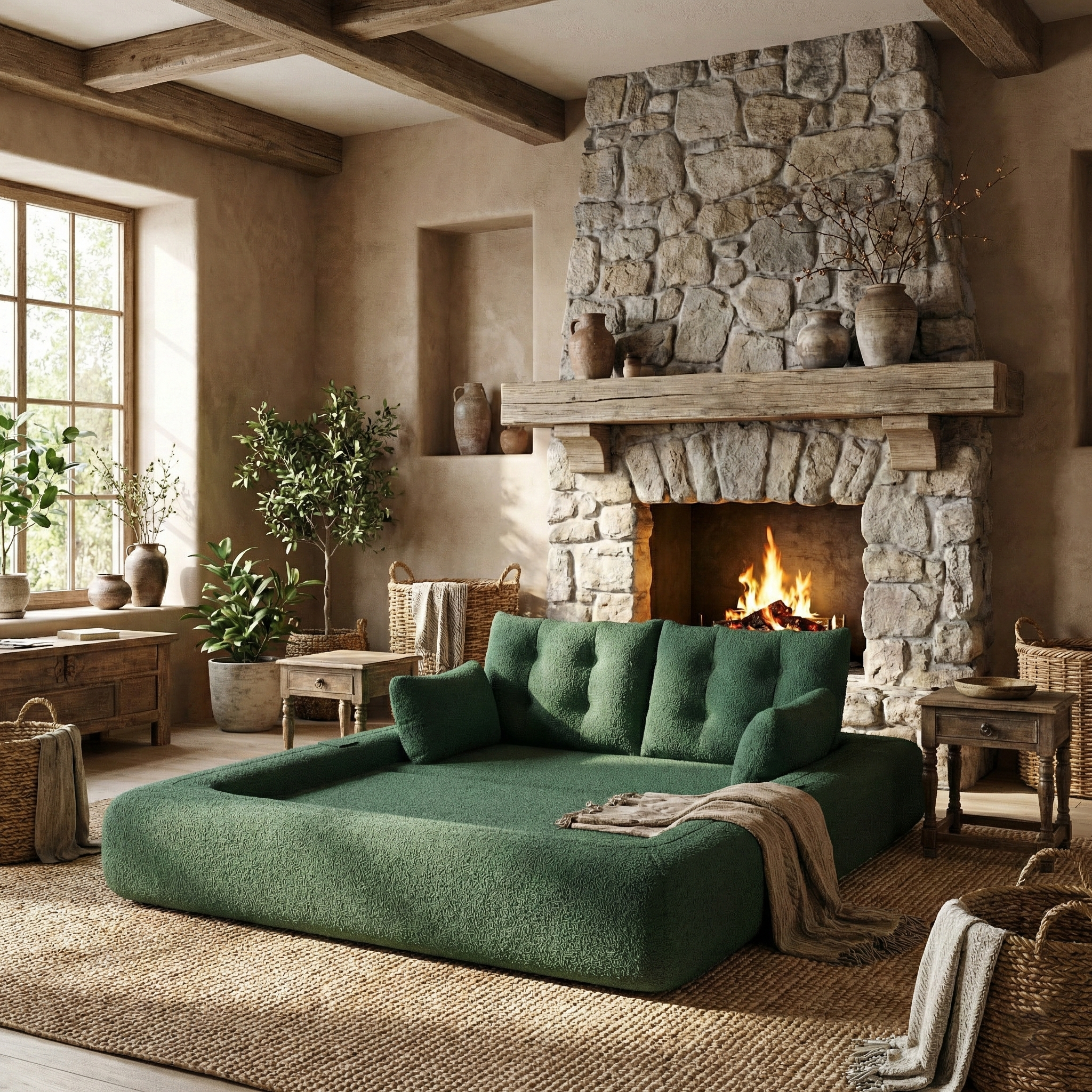 Amarillo 79'' 3-in-1 Foldable Sofa Bed with Pillows, Human Dog Bed Sofa