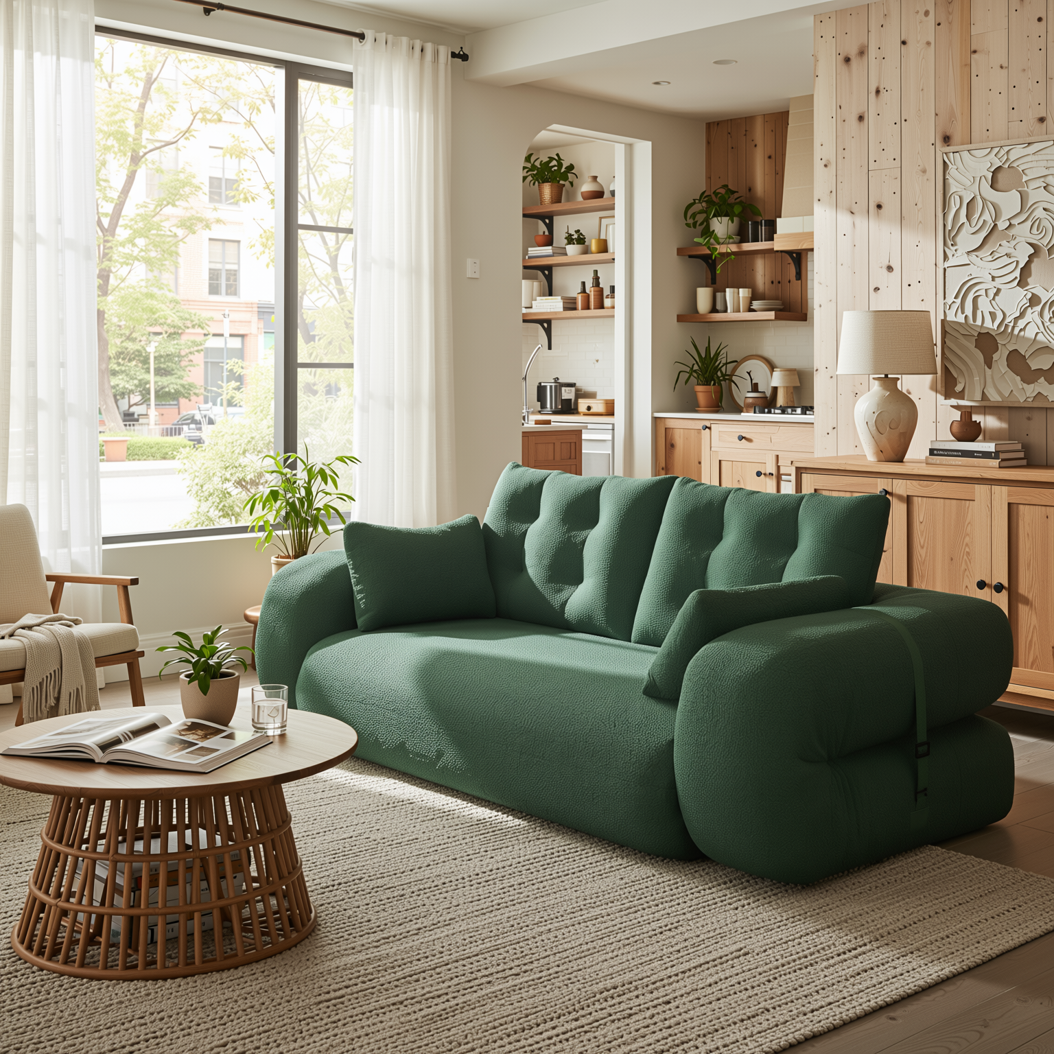 Amarillo 79'' 3-in-1 Foldable Sofa Bed with Pillows, Human Dog Bed Sofa